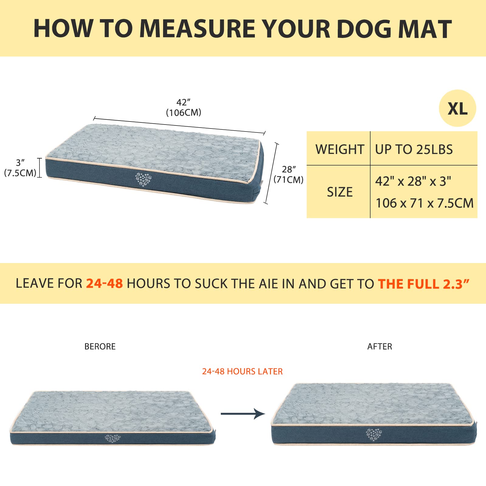 Vankean Waterproof Dog Crate Pad Bed Mat Reversible (Warm&Cool), Removable Washable Cover & Waterproof Inner Lining, Pet Crate M