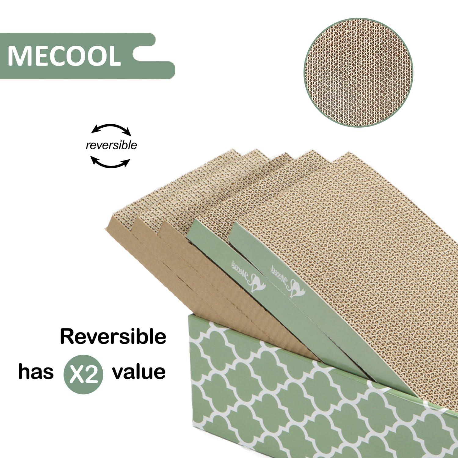 Mecool Cat Scratching Board,5Pc Cat Scratch Pad With Box,Reversible Corrugated Cat Scratcher Cardboard And Lounge Bed For Indoor