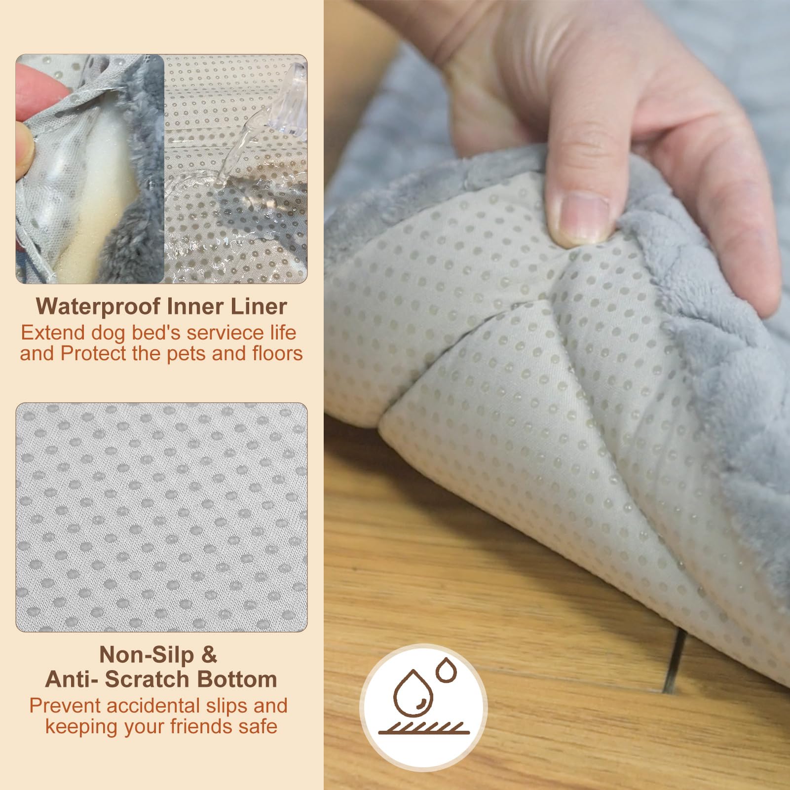 Beautyzoo Dog Bed Crate Pad 36 X 24 Inch, Washable Dog Crate Mat For Large Sized Dogs, Anti-Slip Pet Crate Bed Kennel Pad, Durab