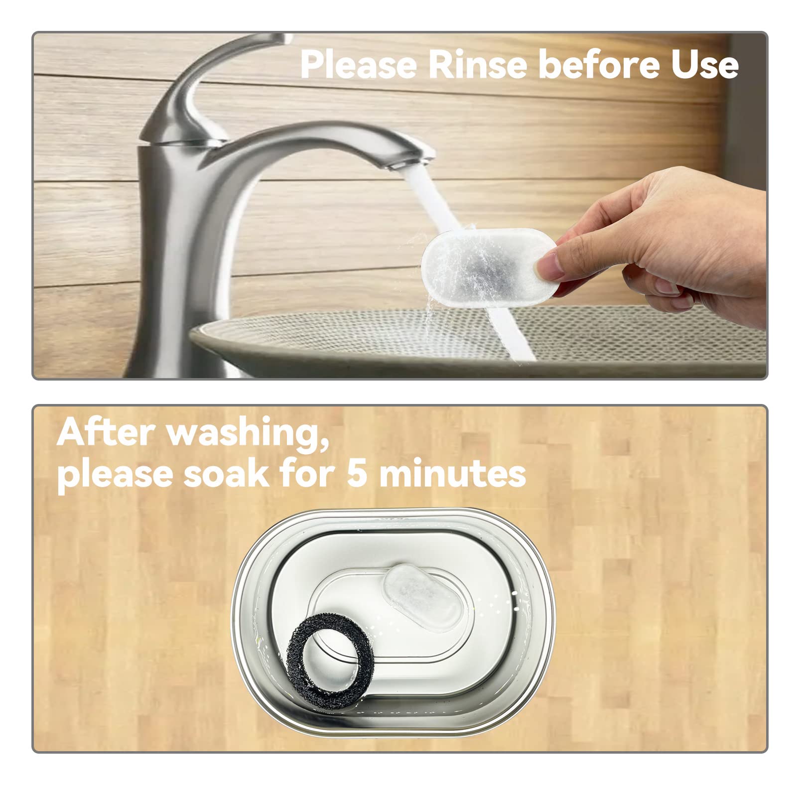 SOOFPET Cat Water Fountain Filters - 8-Pack (4 Carbon  4 Foam) Replacement Filters for 108oz/3.2L Stainless Steel Fountain