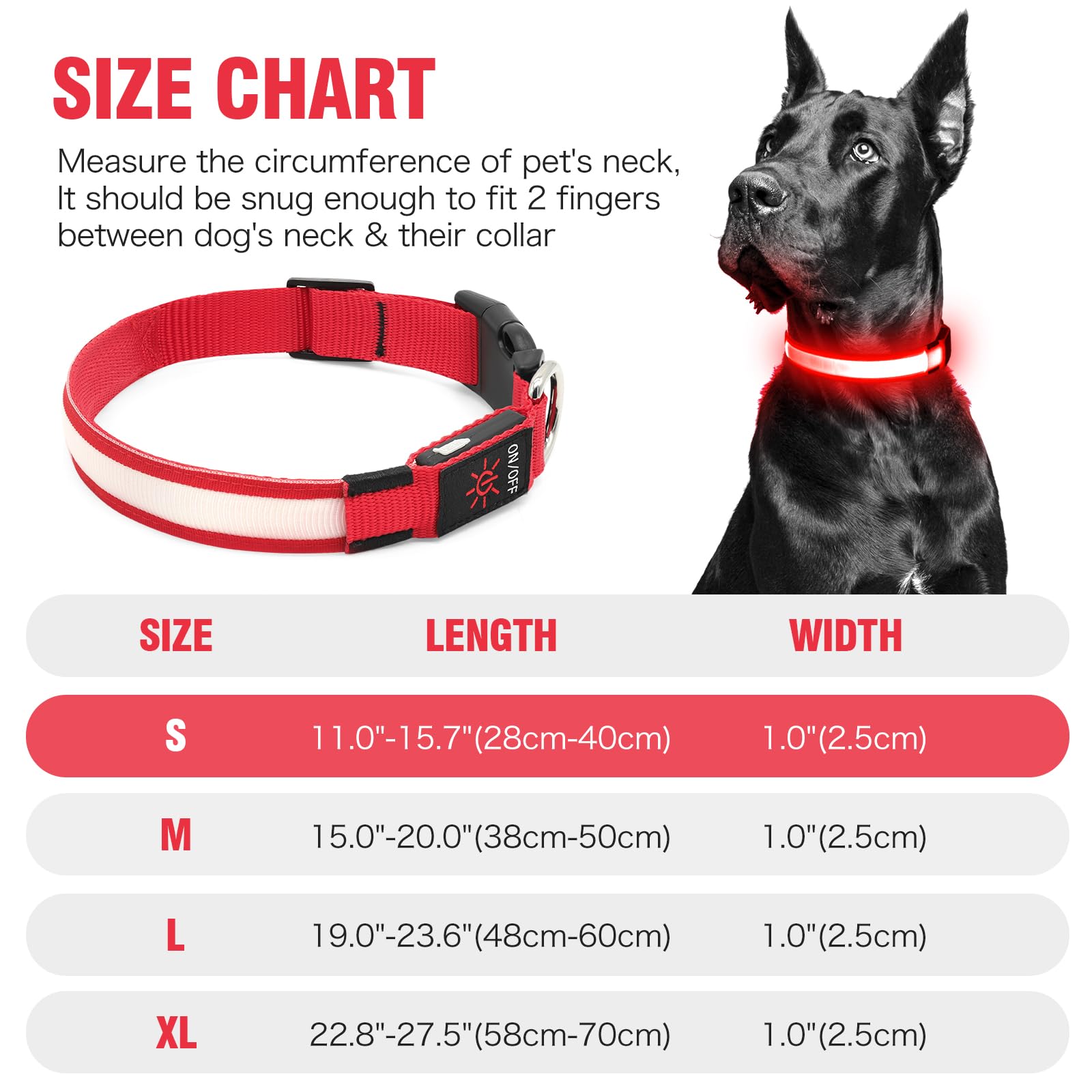 Illumifun Light Up Collar For Small Dogs, Usb Rechargeable Led Dog Collar Glowing In The Dark, Safety Collar Light For Your Pups