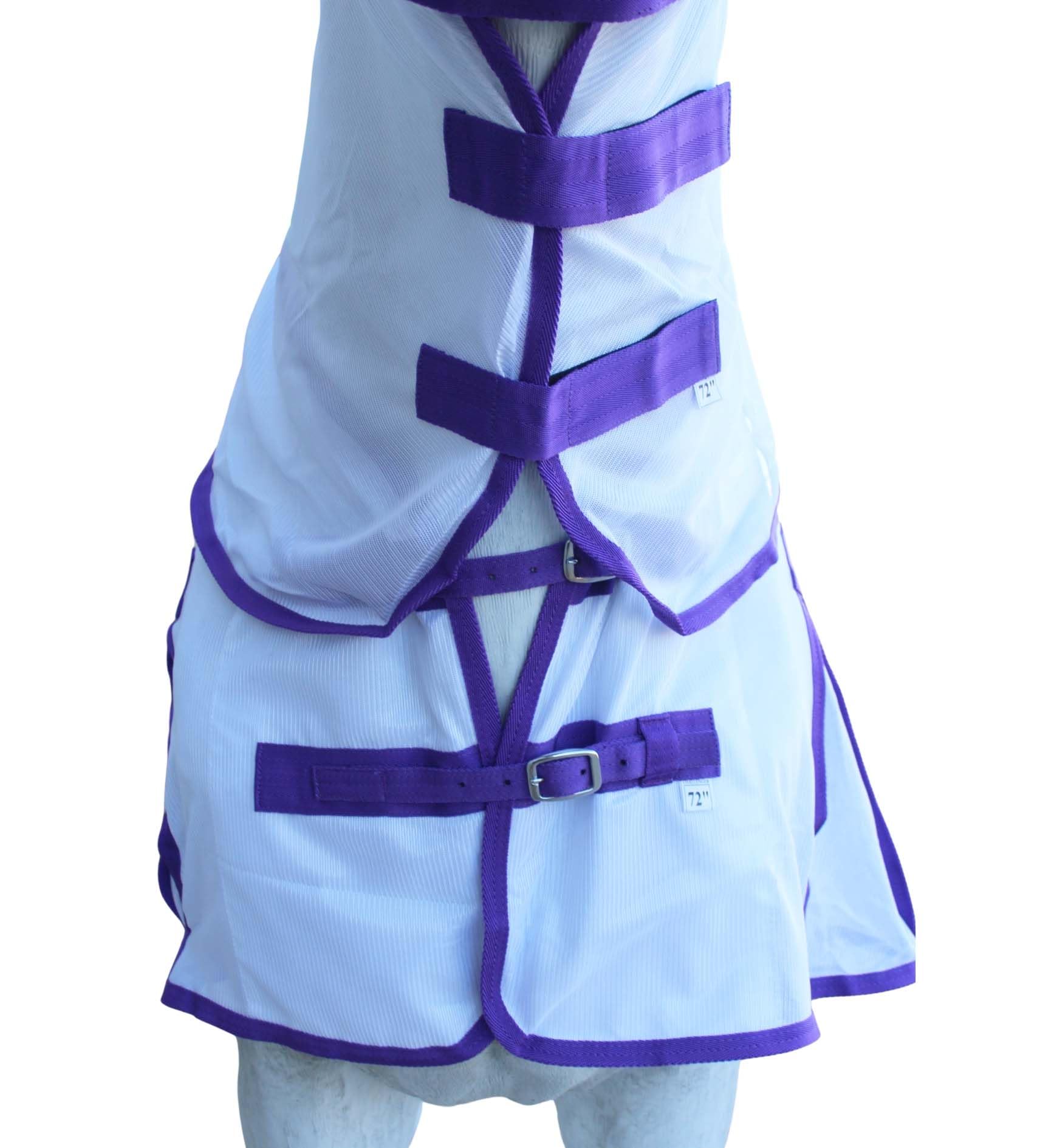 Challenger 68'' Horse Summer Scrim Mesh Protective Full Neck Flysheet Bellyband Purple 73102