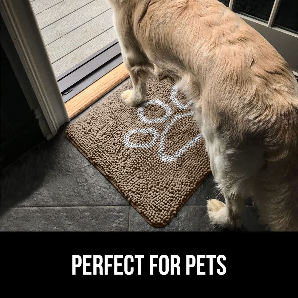 GORILLA GRIP Dog Doormat, Absorbent Doormats for Muddy Dogs Paws, 30x20 Machine Washable Soakstopper Rugs, Cleaner Floors, US De
