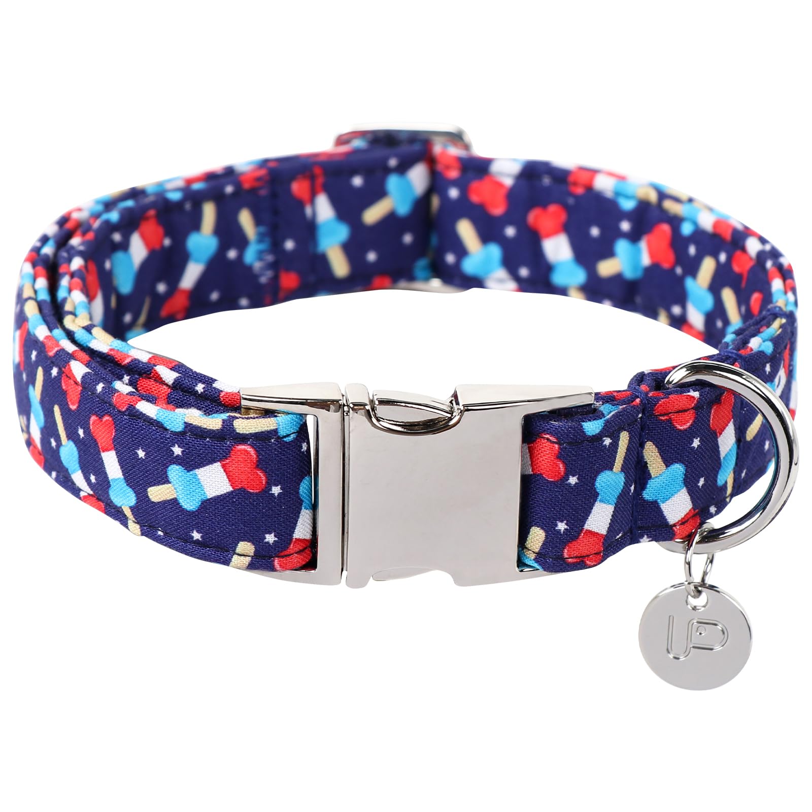 Dog Patriotic Collar, 4Th Of July, American Flag Dog Collar For Boy Girl Puppy, With Metal Buckle, L