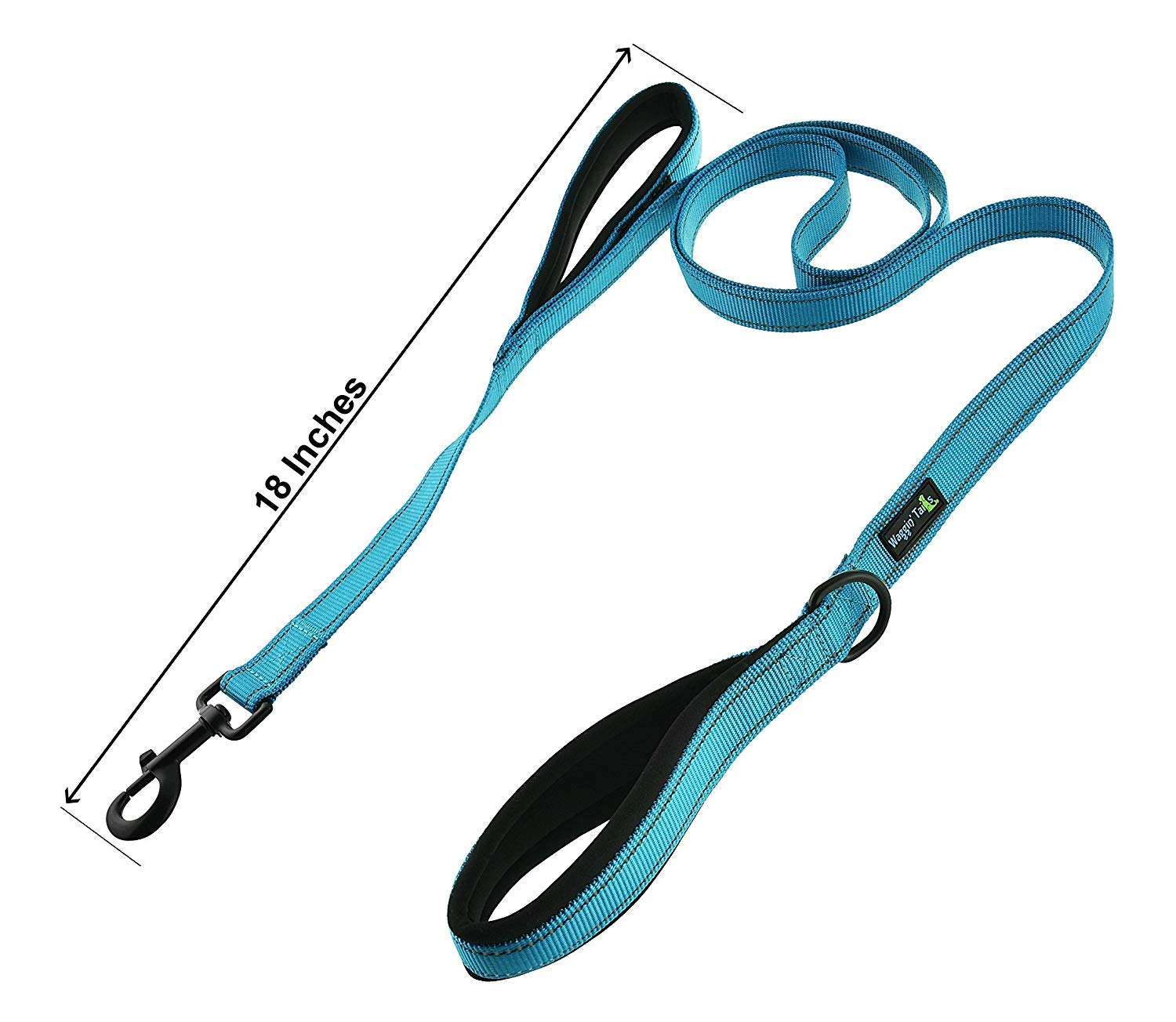 Wagtime Club Soft &Thick Dual Handle 6Ft Dog Leash, Premium Nylon Double Padded Handles For Medium, Large Or Xlarge Dog (Reflective Bright Blue)