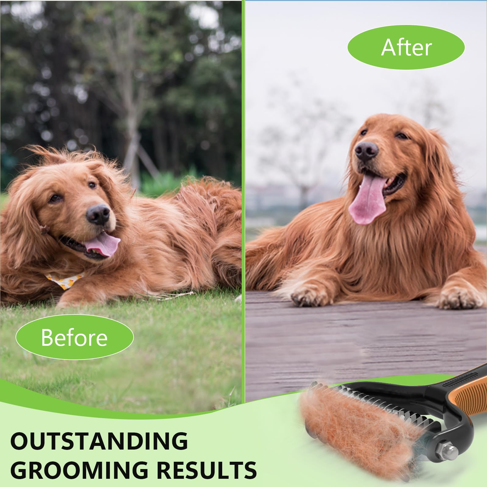 Staltwo Deshedding Dog Brush For Shedding - 2-In-1 Professional Undercoat Rake And Furminator For Dogs | Shedding Control For Lo