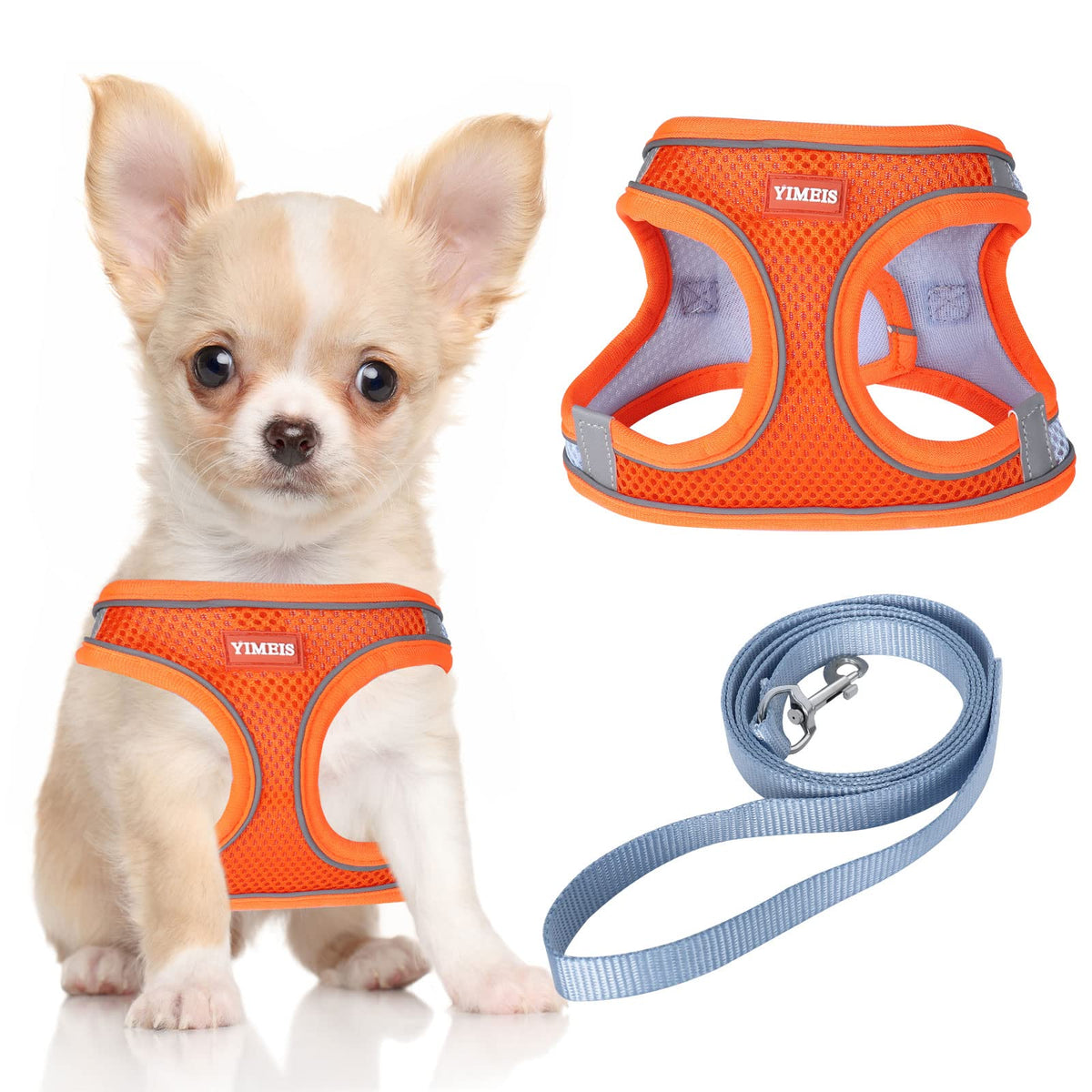 Yimeis Dog Harness And Leash Set, No Pull Soft Mesh Pet Harness, Reflective Adjustable Puppy Vest For Small Medium Large Dogs, C