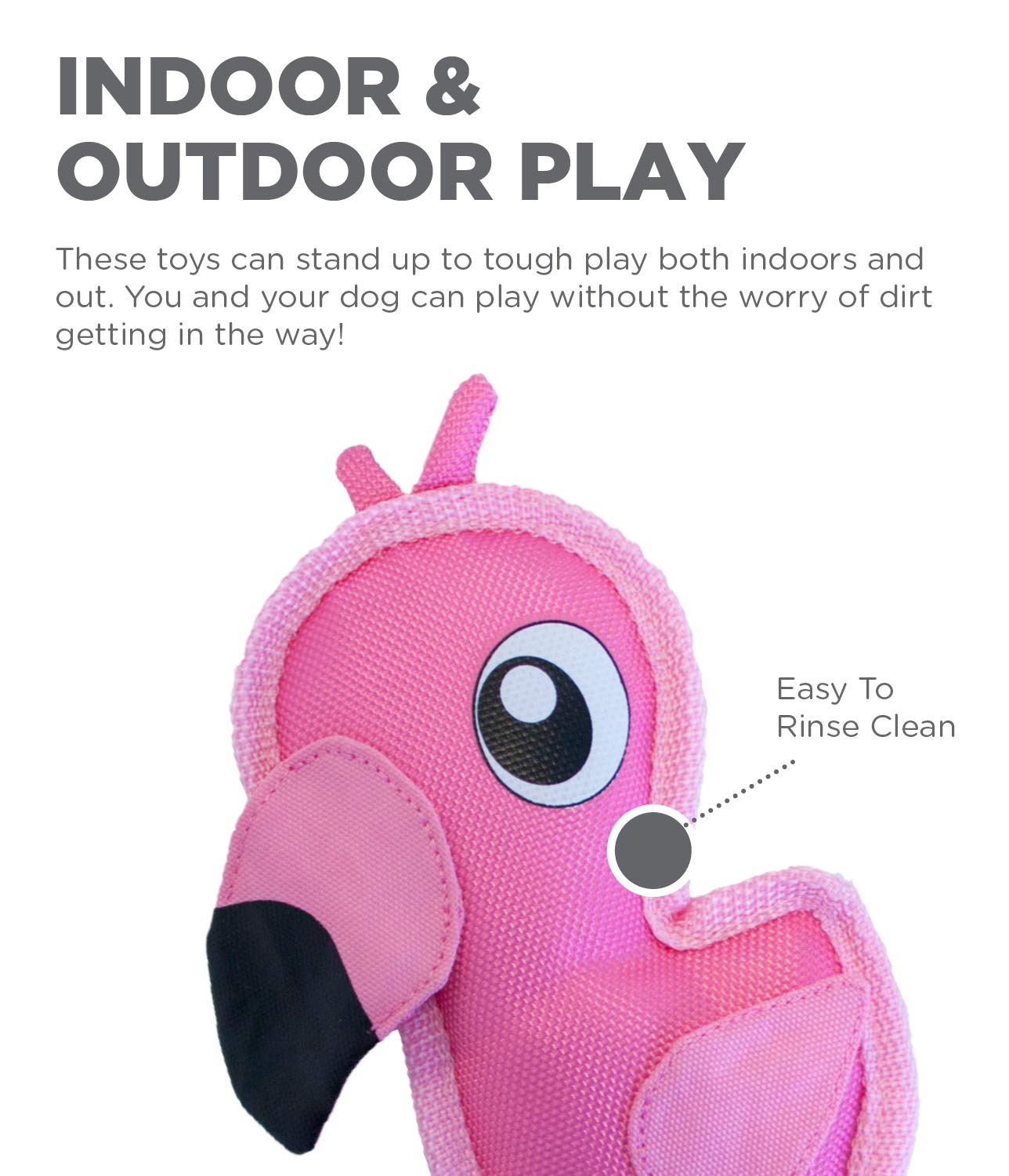 Outward Hound Fire Biterz Flamingo Plush Firehouse Material Interactive Dog Toy, Small
