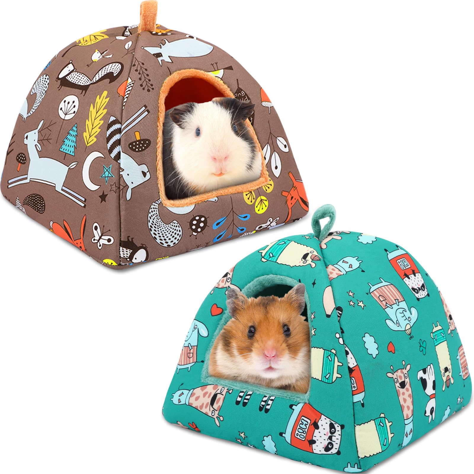 Petknows 2 Pack Guinea Pig Bed, Guinea Pig Hideout Washable Small Animal House Cage Accessories For Dwarf Rabbits Chinchillas Ha