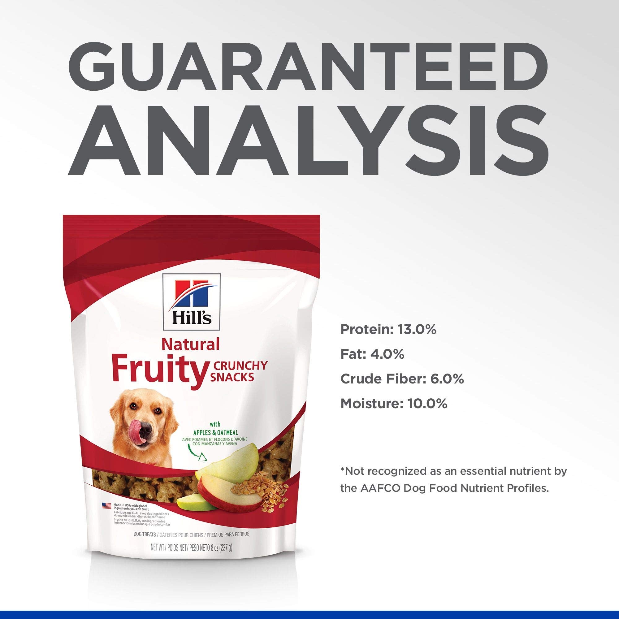 Hills Natural Fruity Crunchy Snacks, All Life Stages, Great Taste, Dog Treats, Apples & Oatmeal , 8 oz Bag