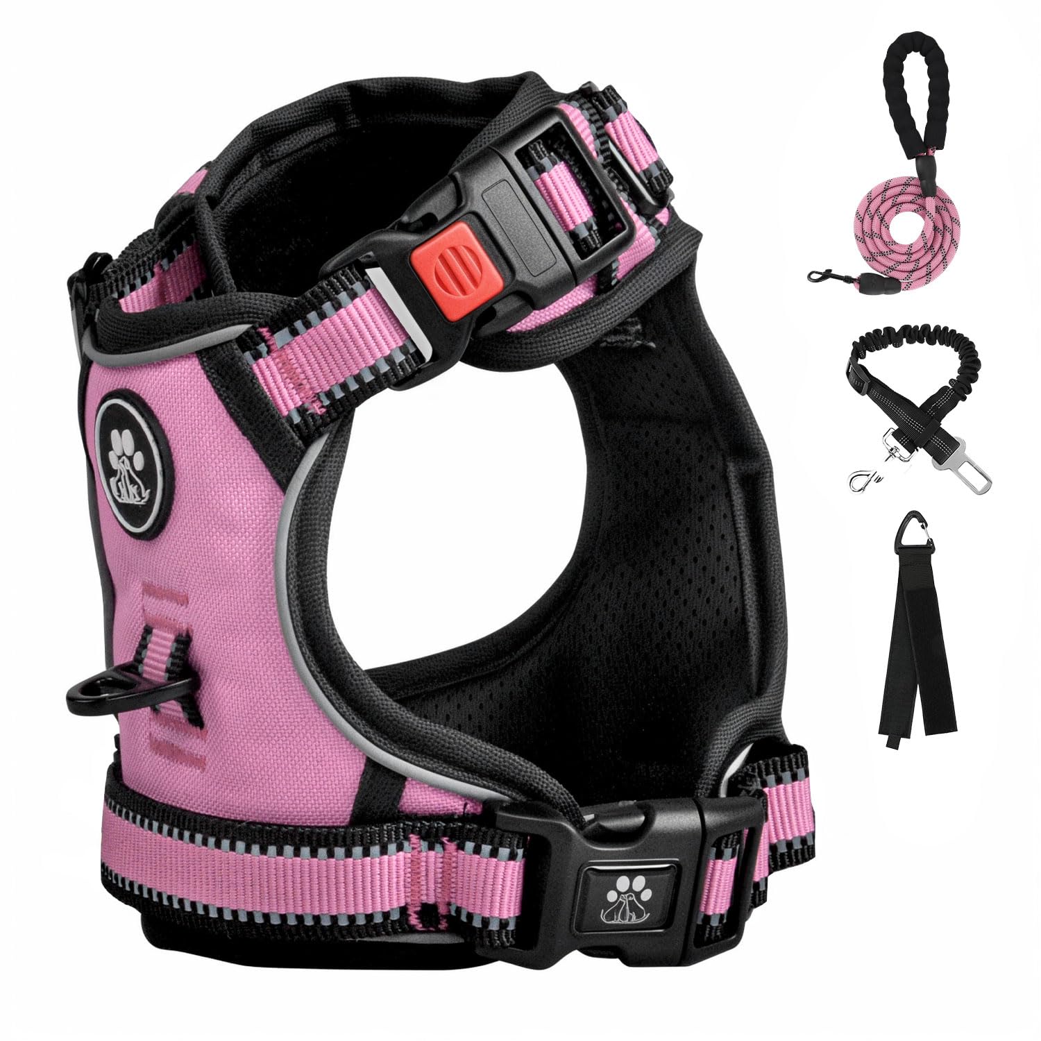 FURRYFECTION Dog Harness | No Pull Dog Harness | Reflective Oxford | Padded Handle | 4 Adjustable Straps | 2 Leash Clips | No Ch