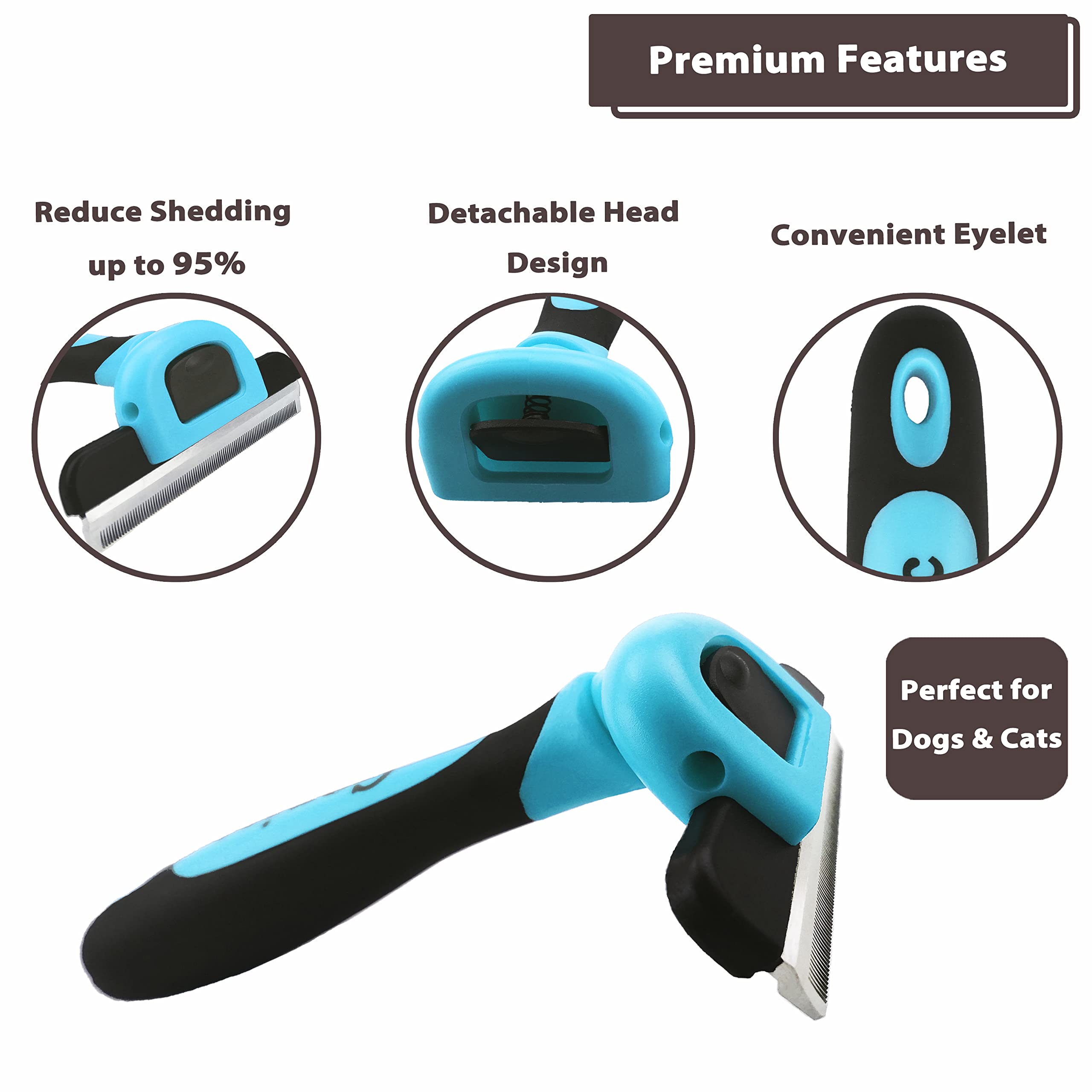 Gonicc Pdt- 1001 Professional Pet De Shedding Comb Tool Blue