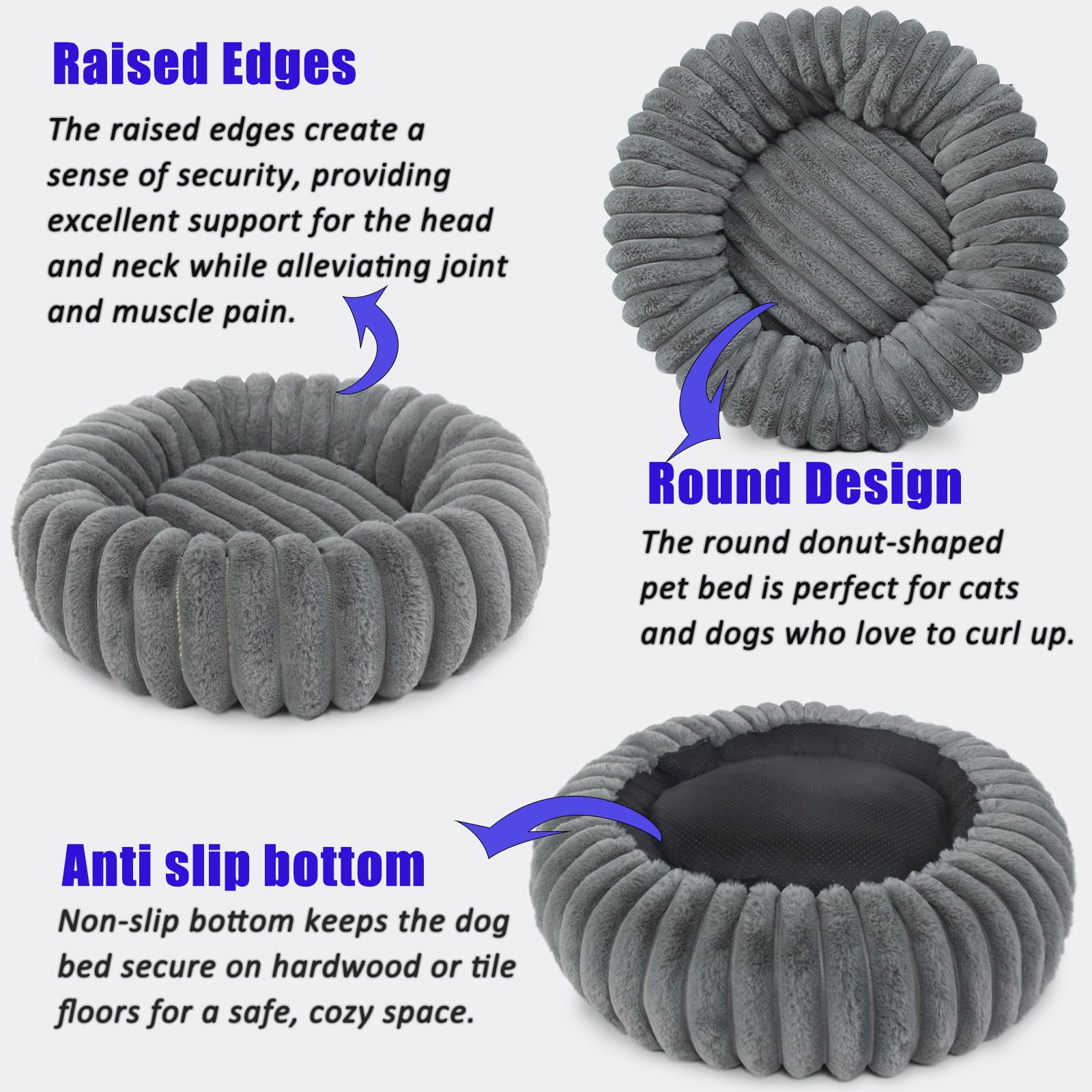 Tiny Dog Bed For Small Dogs And Cats - 16 Inch Donut Washable Soft Comfort Indoor Extra Small Pet Bed,Calming Anti-Anxiety Non-S