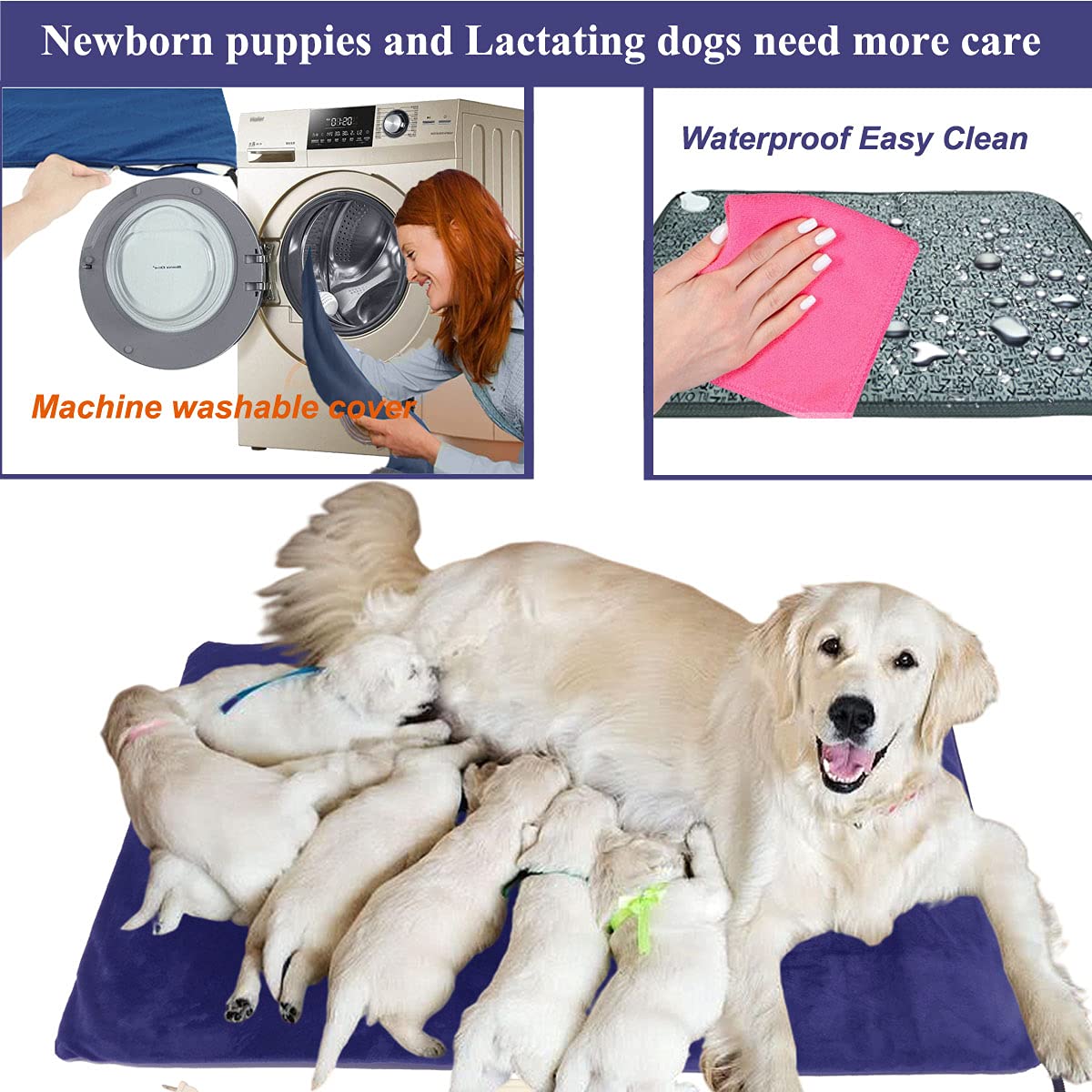 Pet Heating Pad For Large Dog Cat Heated Bed Dog Heating Pad 34 '' X 21 '' With Soft Washable Cover Electric Heating Pad Keep Pe