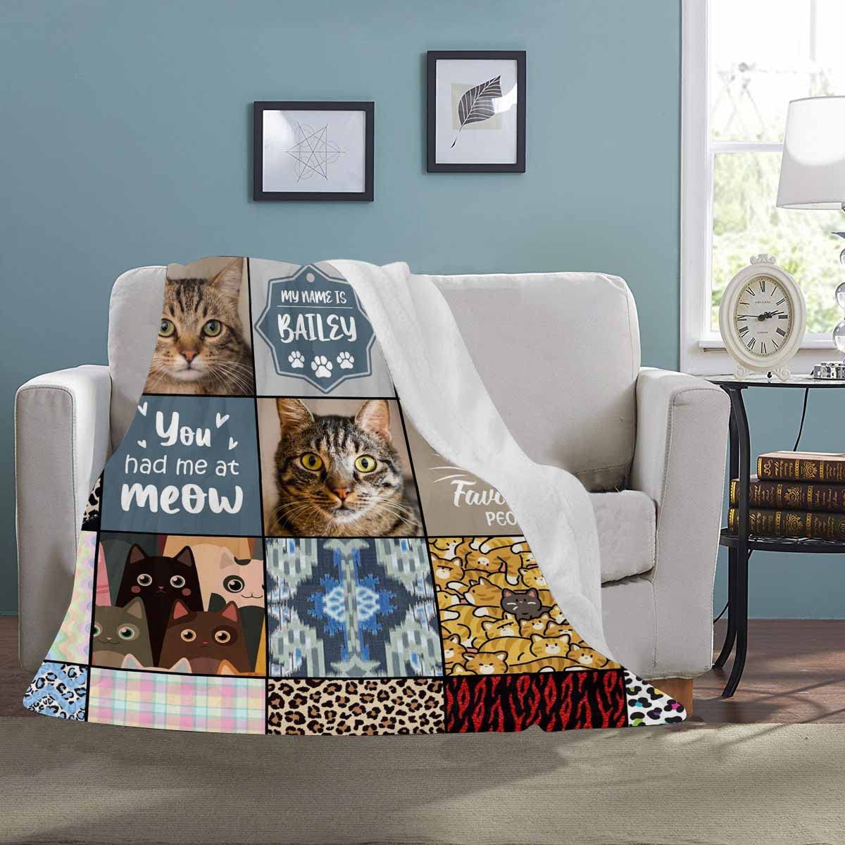 Personalized Blanket Cat Memorial Blanket Gifts - Pet Blankets For Pictures Memorial, Cat Remembrance Sympathy Pet Blanket 50 X 60 Inch