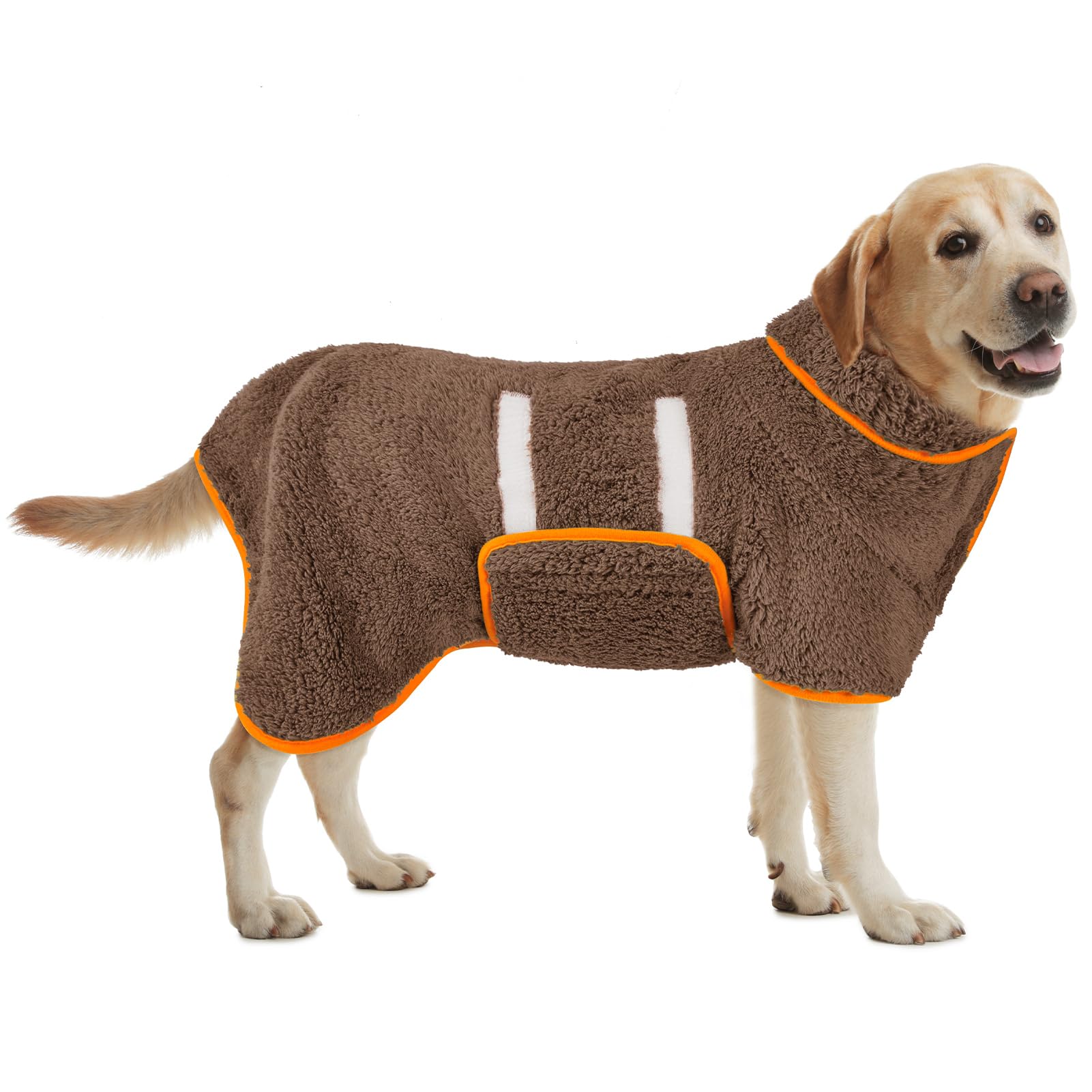 Bienbee Dog Bathrobe, Quick Drying Super Absorbent Dog Robes For After Bath, Warm Keeping Dogs Towel, Dogs Bath Supplies, Brown 