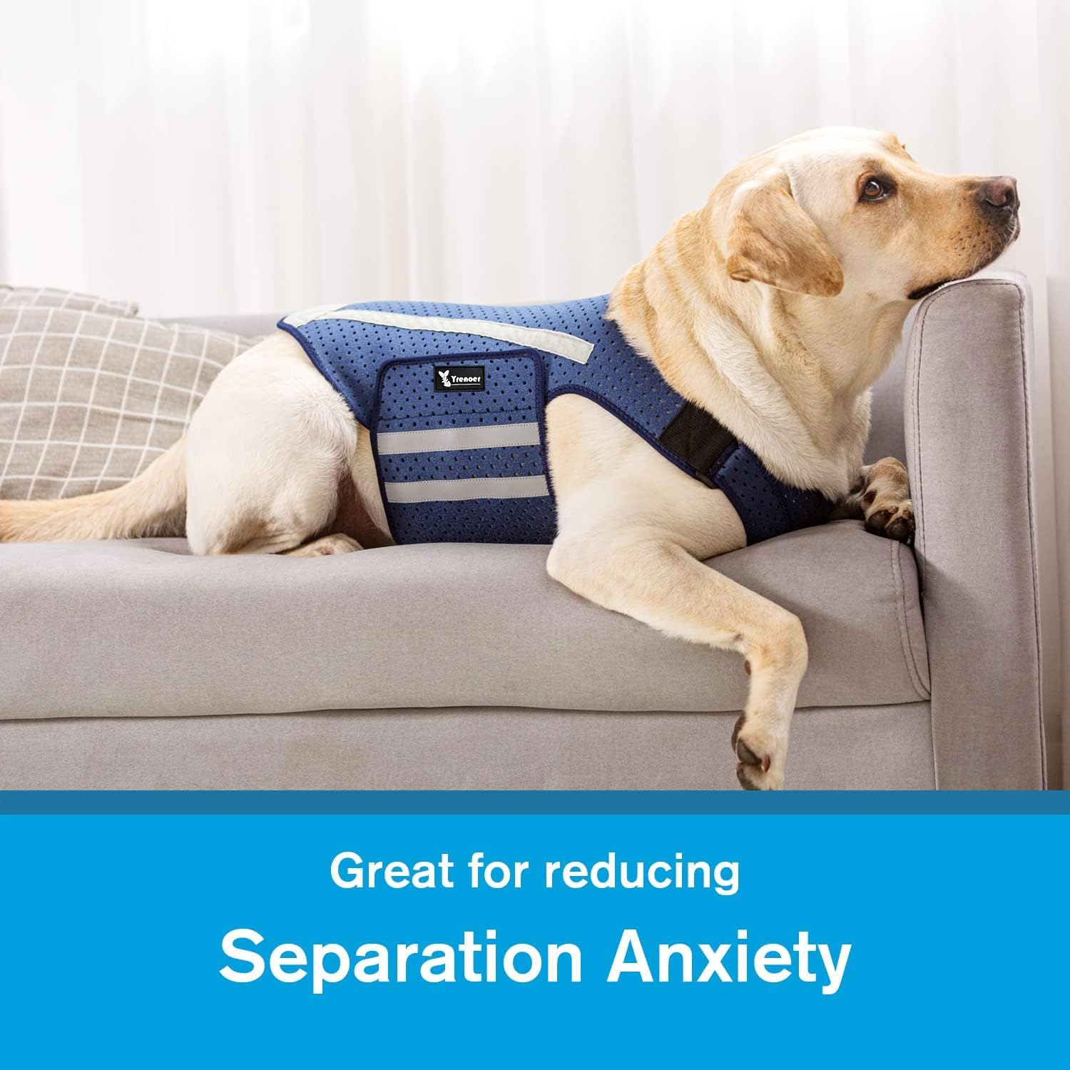 Yrenoer Dog Anxiety Vest, Comfort Dog Anxiety Relief Jacket, Breathable Shirts For Dogs, Soft Dog Anxiety Coat Vest, Puppy Anxiety Warp Calming Shirt For Pet (Xl, Blue)