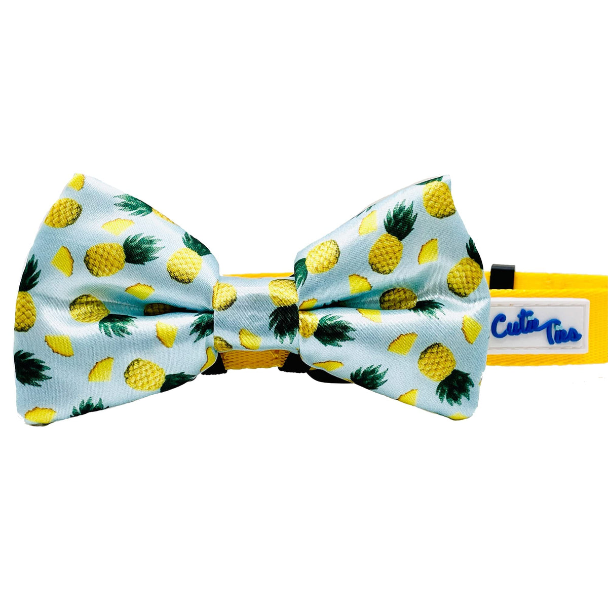 CUTIE TIES Dog Bow Tie Pineapples- 2&quot; x 4&quot; Premium Quality Bow Ties for Dogs - Fancy Dog Tie with Slip Over Elastic Bands - Cute Dog Tie Fits Most Collars - Dog Tie for Small, Medium and Large Breeds