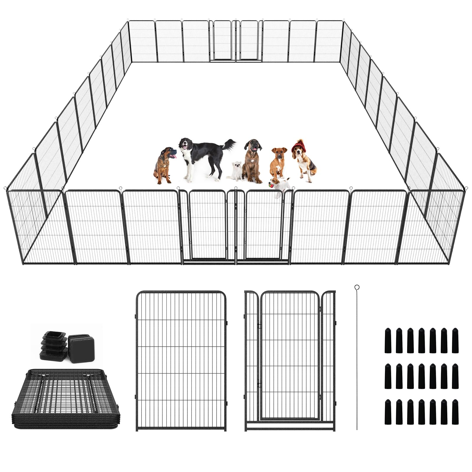Kfvigoho Dog Playpen Outdoor Extra Wide 32 Panels Heavy Duty Dog Fence 47'' Height Anti-Rust With Doors Portable For Rv Camping 