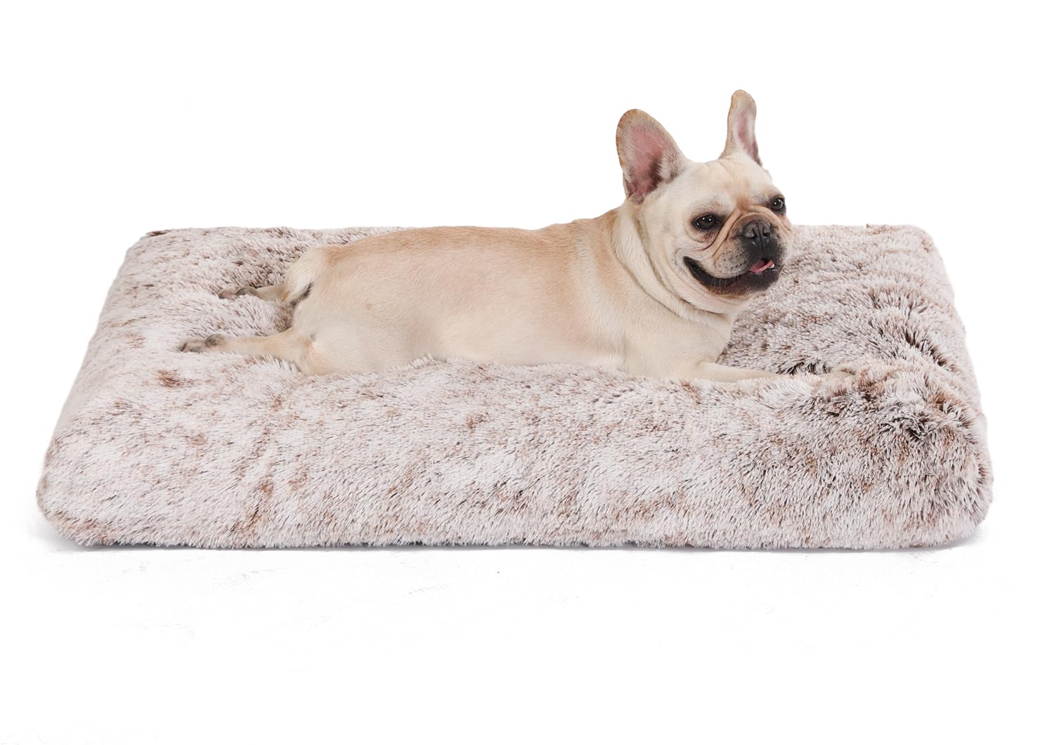 Bedfolks Plush Waterproof Dog Crate Bed, Faux Fur Kennel Pad, 35''X23'', Brown