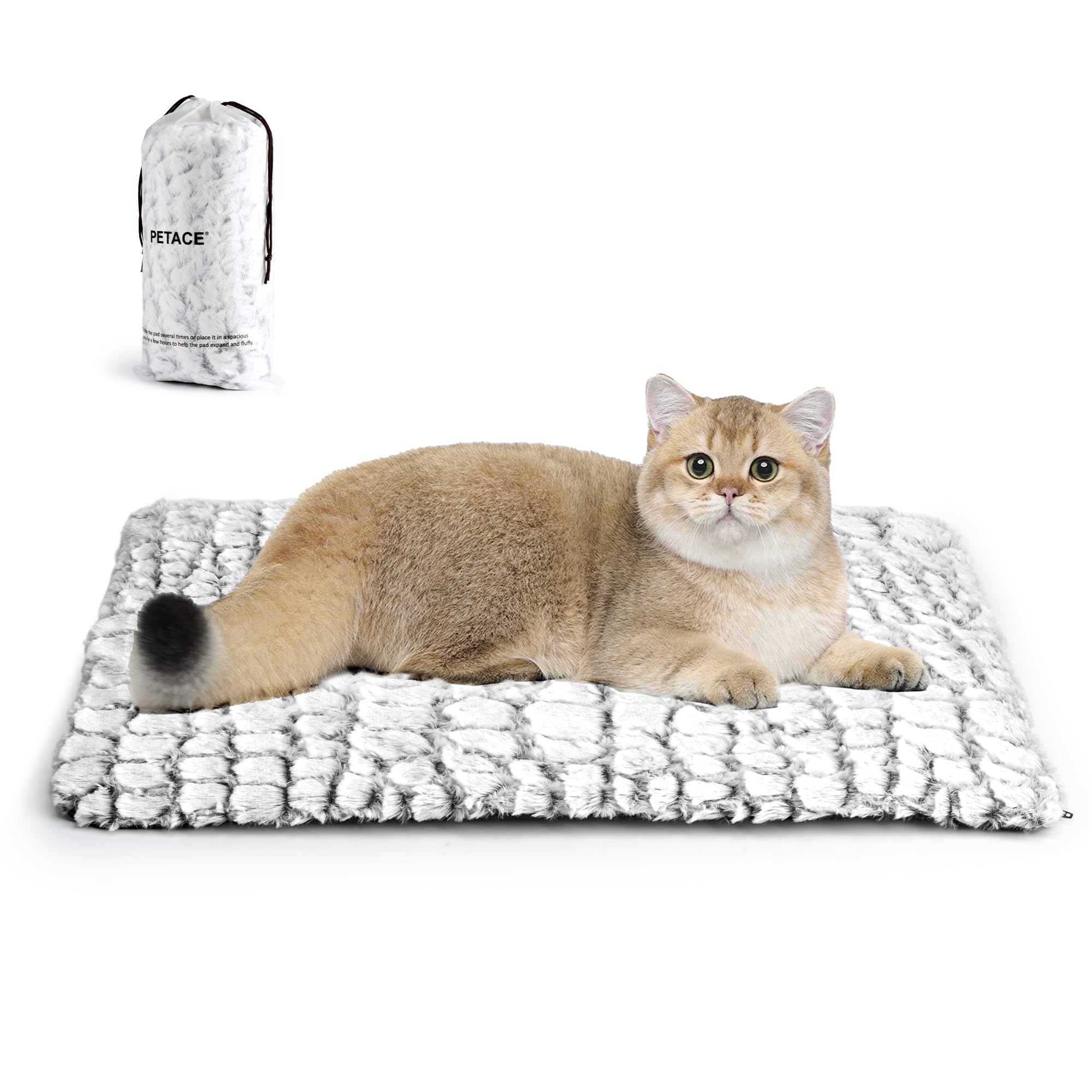 Petace Self Warming Cat Bed, 24'' X 18'' Ultra Soft Cat Dog Pet Heating Pad For Indoor Outdoor, Non-Slip Heated Cat Mat Thermal 