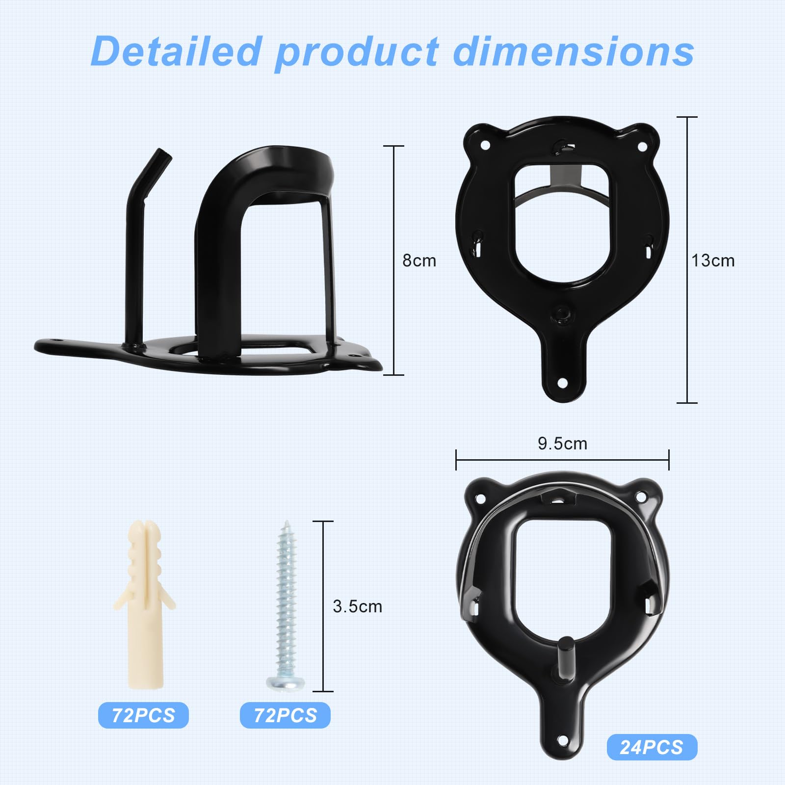 24 Counts Horse Bridle Rack, Bridle Bracket Bridle Hooks with Tubes and Screw, Horse Tack Storage Halter Hanger Metal Bridle Hol