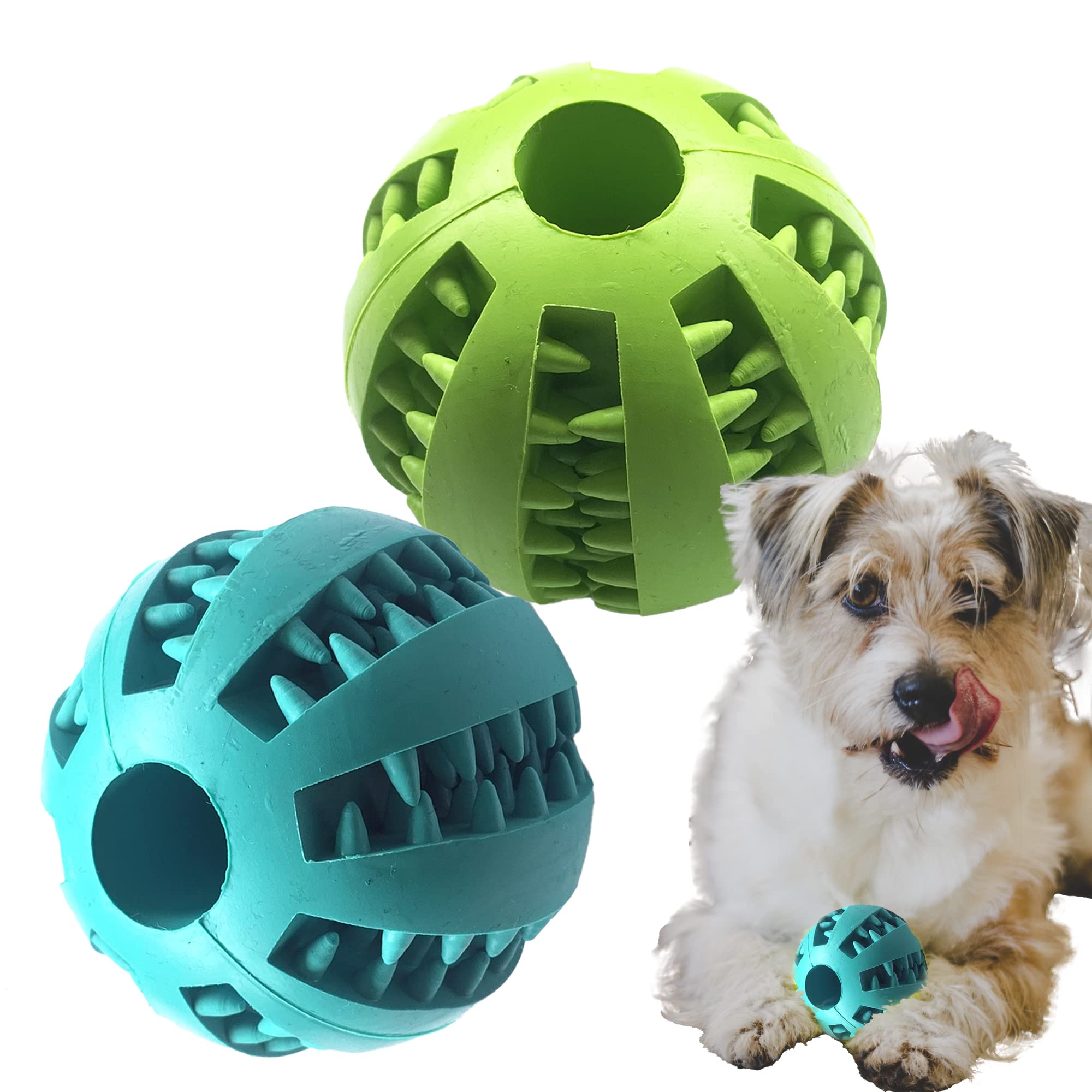 Jalousie Dog Puzzle Balls & Treat Dispenser Rope Balls Non-Toxic Natural Rubber Dog Chew Toys For Puppy & Small Dog Teething & P