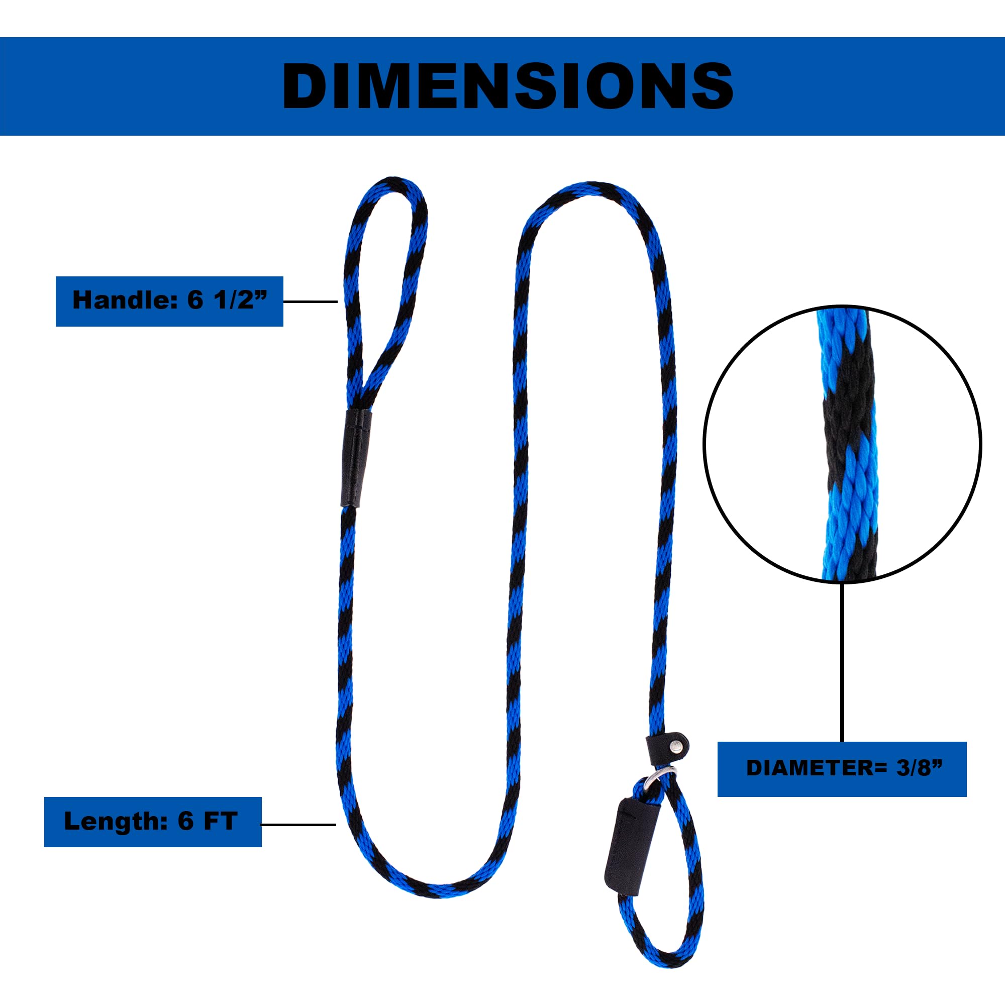 Slip Lead Dog Leash Made In The Usa | All In One No Pull Dog Leash And Collar With Adjustable Loop | 3/8    Thick For Small Dogs