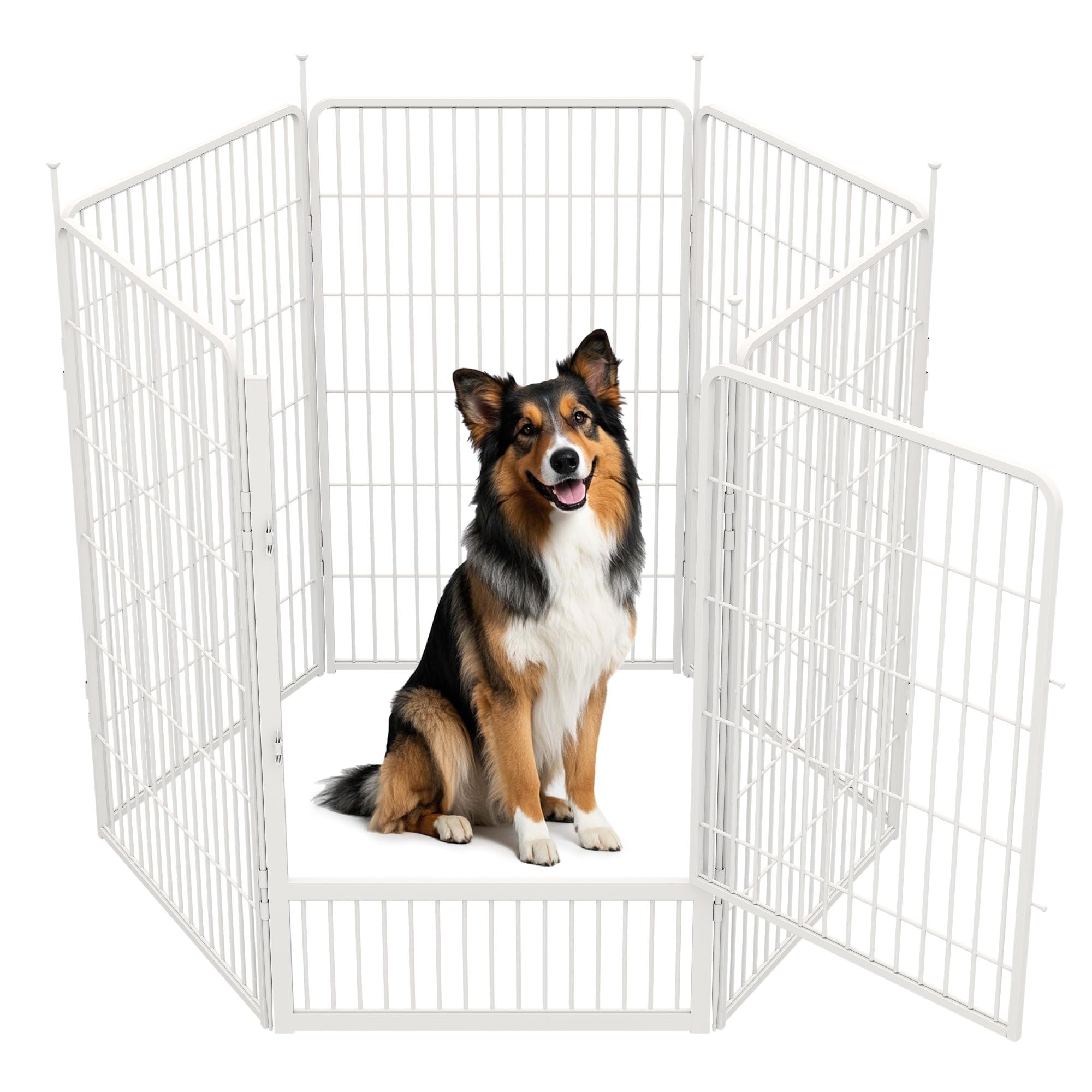 Sunsgrove Indoor Dog Playpen With Wider Door, 45 Inch 6 Panels Non Slip Dog Pen Indoor, Anti Rust Dog Fence, Free And Safe Play,