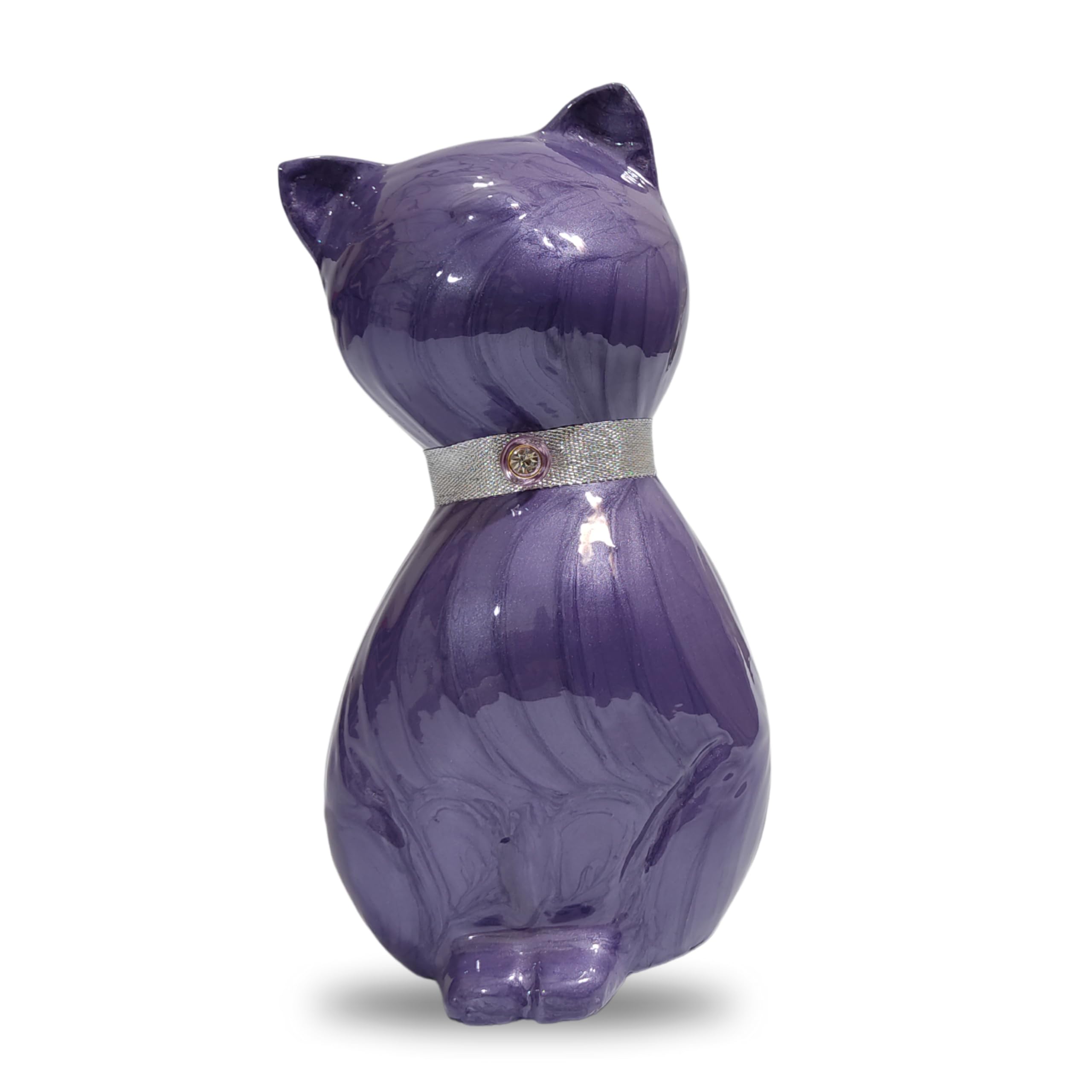 Beautiful Cat Memorial Keepsake - Purple, Black Finish Urn - 42 Cubic Inch Capacity