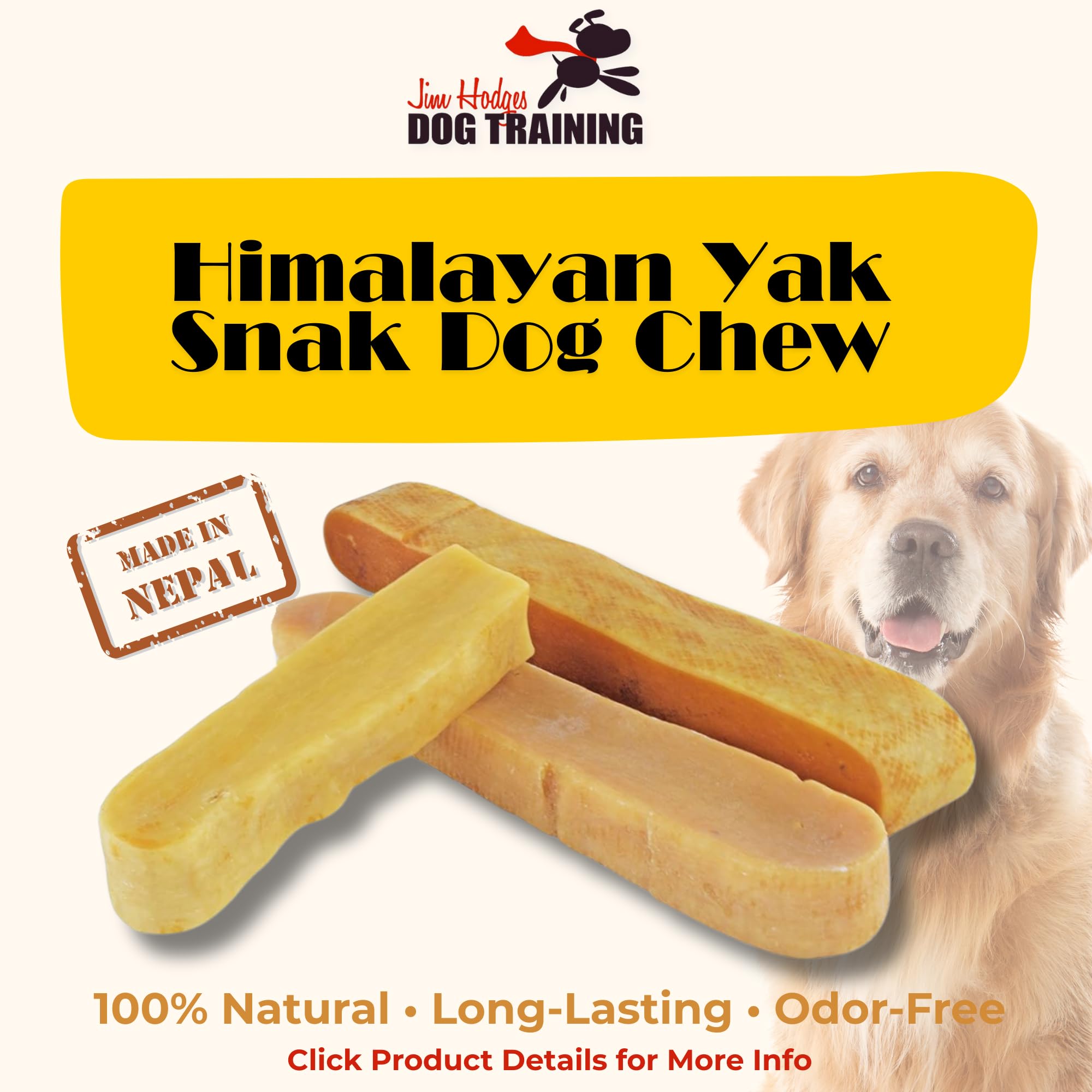 Yak Snak Dog Chews - All Natural Hard Cheese Himalayan Dog Treats - Long Lasting, Made from Yak Milk - Bulk Pack, Small, Medium