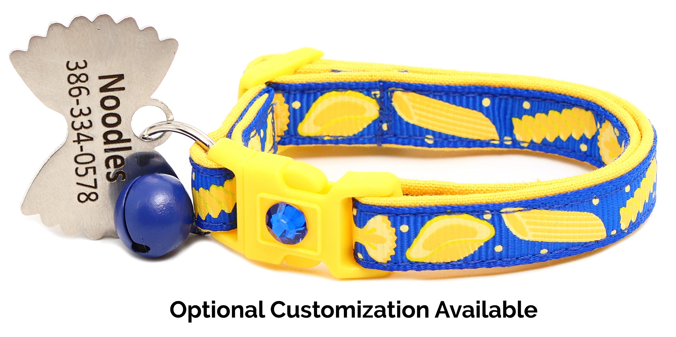 Noodle Cat Collar - Safety - Breakaway - Charm And Bell - Pugs2Persians (Small(10 Lbs & Less), Blue)