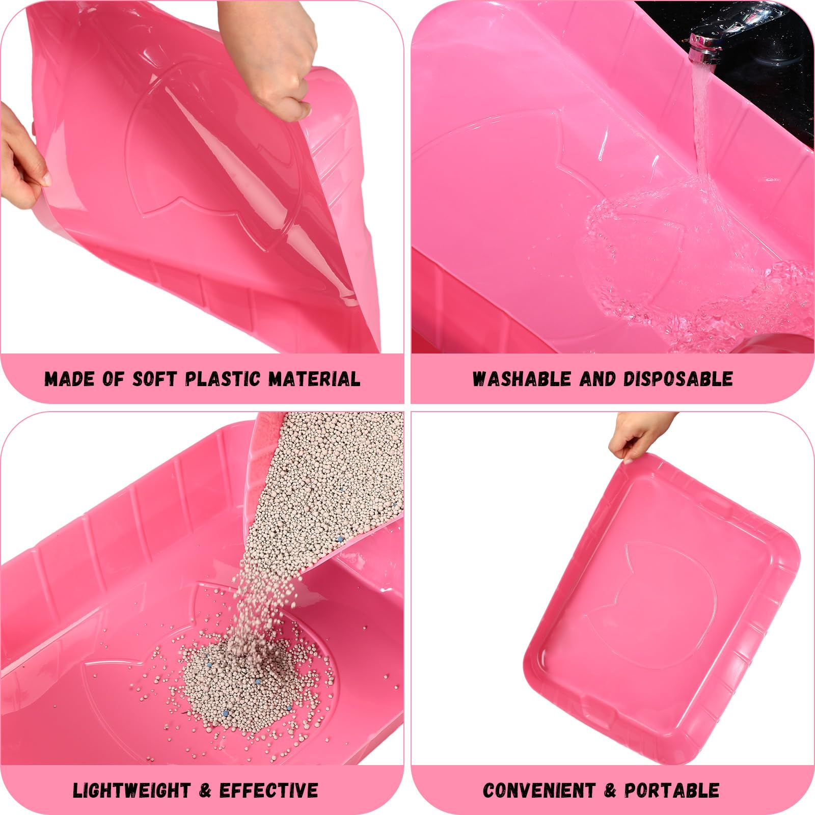 Bokon 25 Pcs Disposable Litter Boxes for Cats Plastic Cat Litter Tray Large Kitten Pan for Kitty Rabbit Guinea Pig Hamster Pets