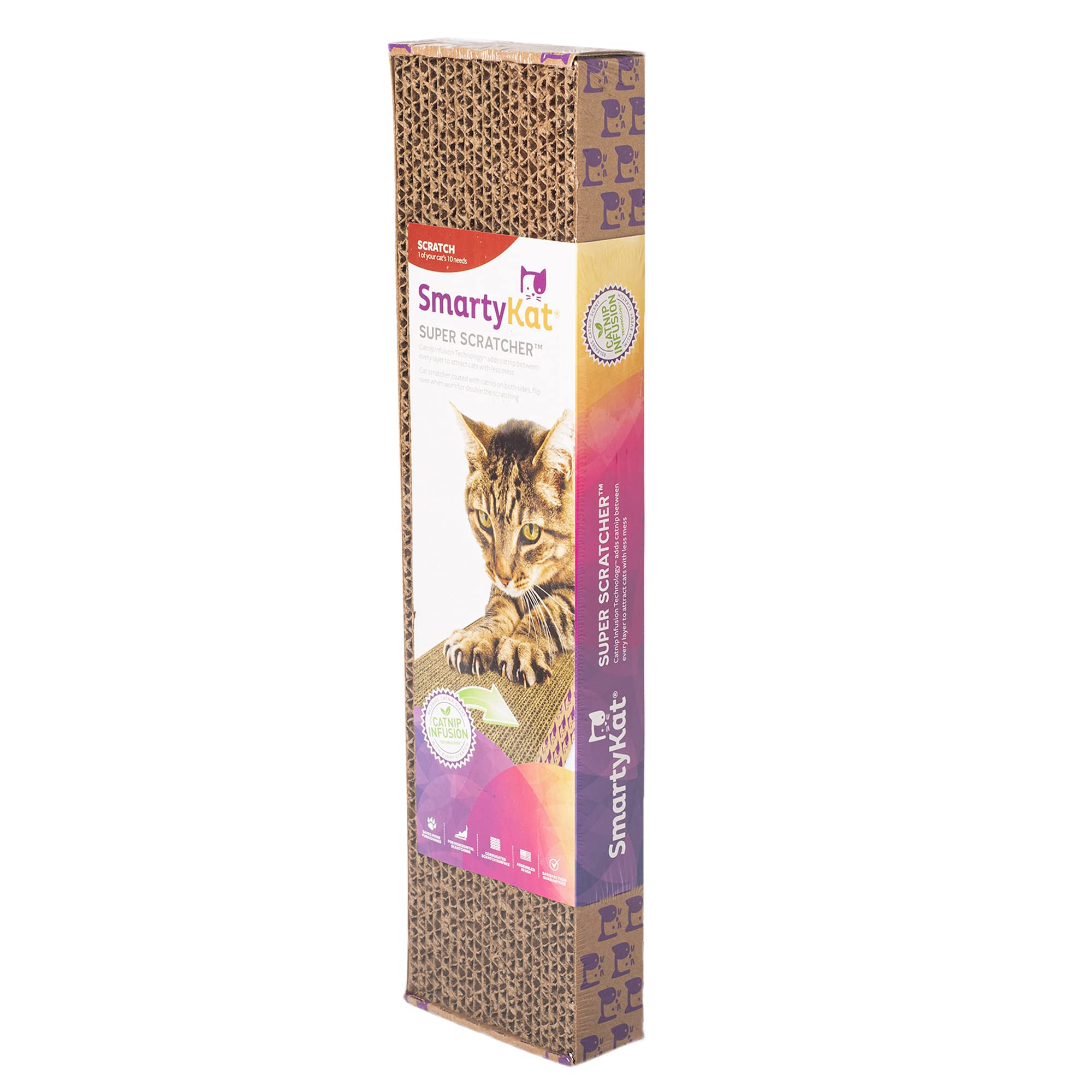 Smartykat Super Scratcher Corrugated Cat Scratcher, Catnip Infusion Technology - Brown, Single Wide