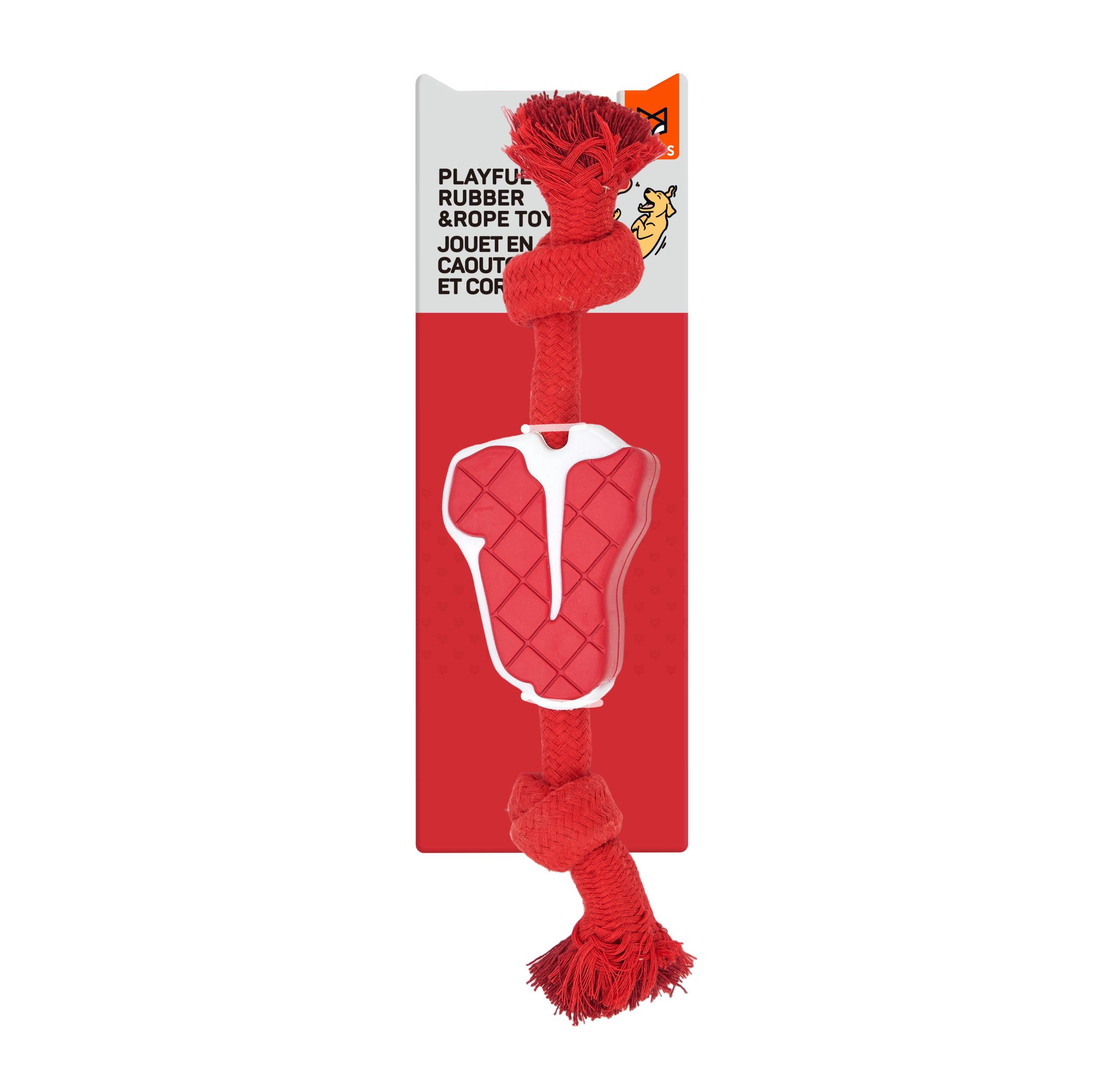 Barkbutler X Fofos Steak Rope Toy For Dogs  Dog Chew Toy, Dog Toys For Medium Dogs (520Kgs)  Red