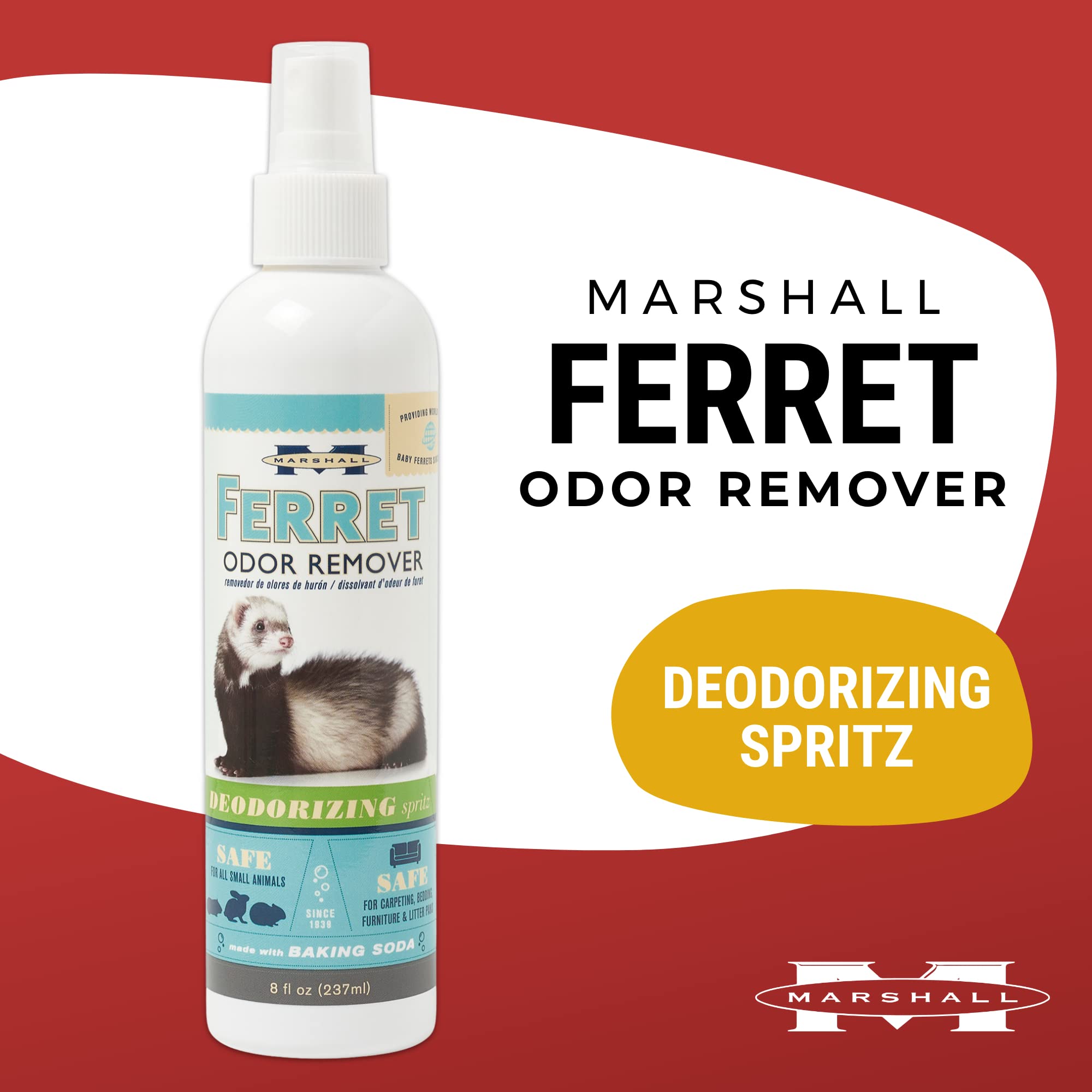 Marshall Pet Products Premium Natural Enzymatic Odor Remover And Deodorizer Spray For Severe Odors, For Small Animals And Ferrets, 8 Oz