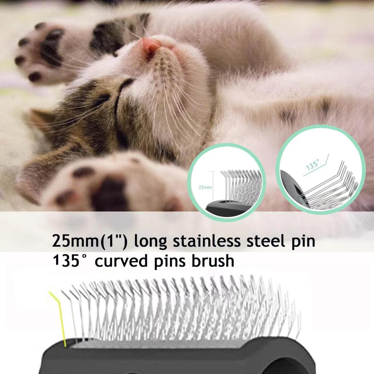 Tinypoint Large Slicker Brush For Dogs,Cats,Extra Long Pin Shedding Brush For Long Haired Dog,Cat, Pet Grooming Wire Brush For Thick Undercoat Curly Hair,25Mm(1'),Black