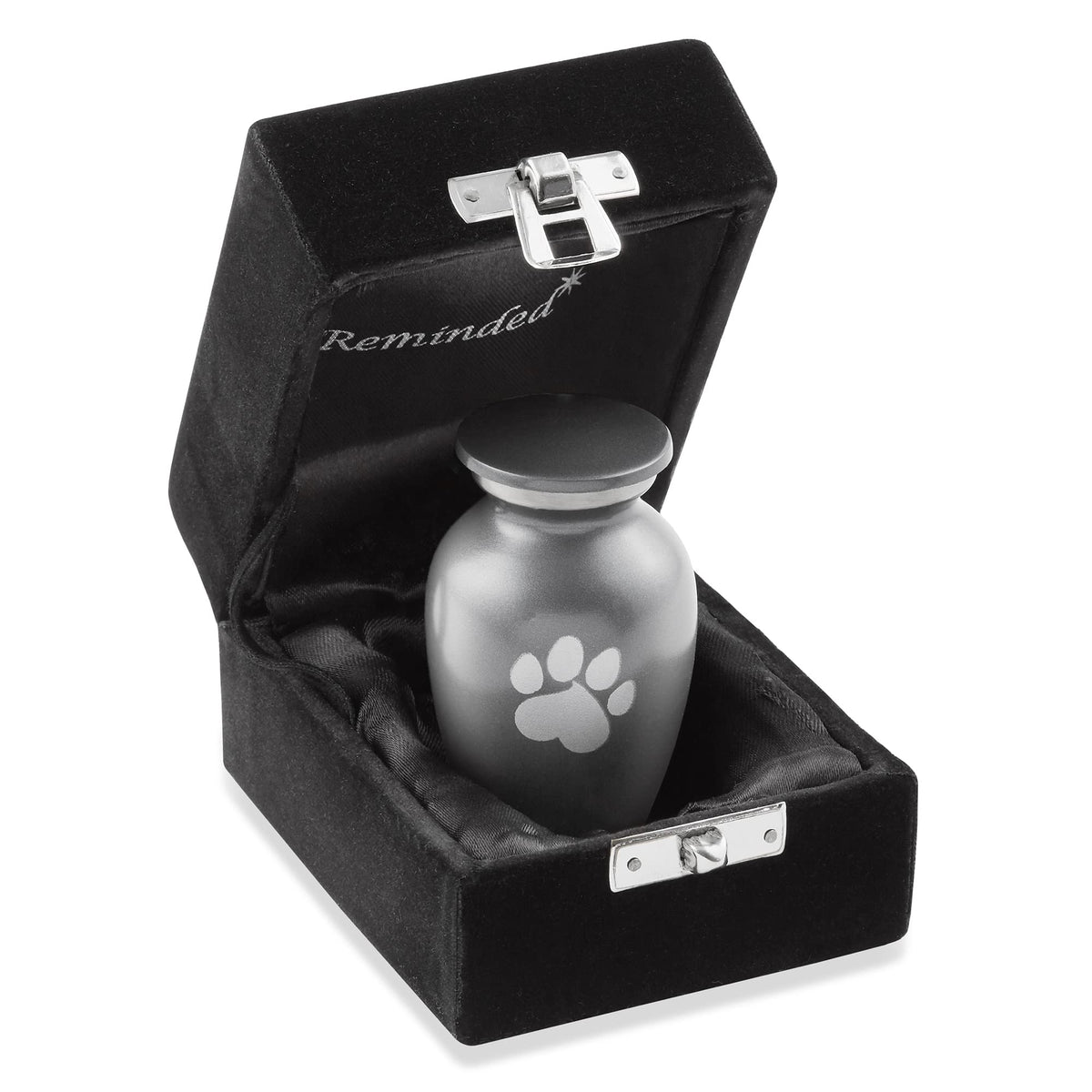 Reminded Pet Cremation Urns For Dog And Cat Ashes, Memorial Paw Print Urn - Extra Small Keepsake Gray