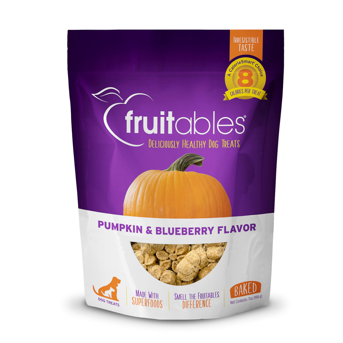 Fruitables Crunchy Baked Dog Treats | Pumpkin & Blueberry | 7 Ounces, Model Number: 2157