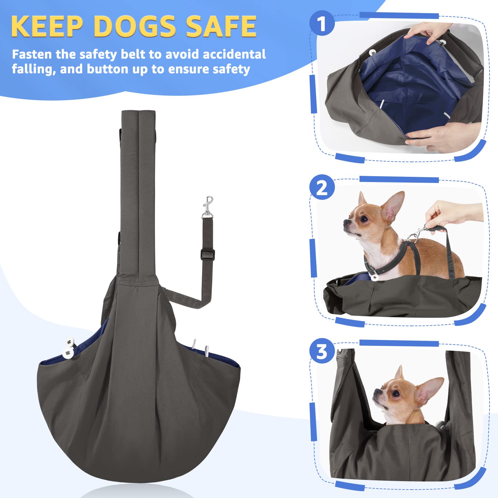 SlowTon Dog Carrier Sling, Thick Padded Adjustable Shoulder Strap Dog Carriers for Small Dogs, Puppy Carrier Purse for Pet Cat w