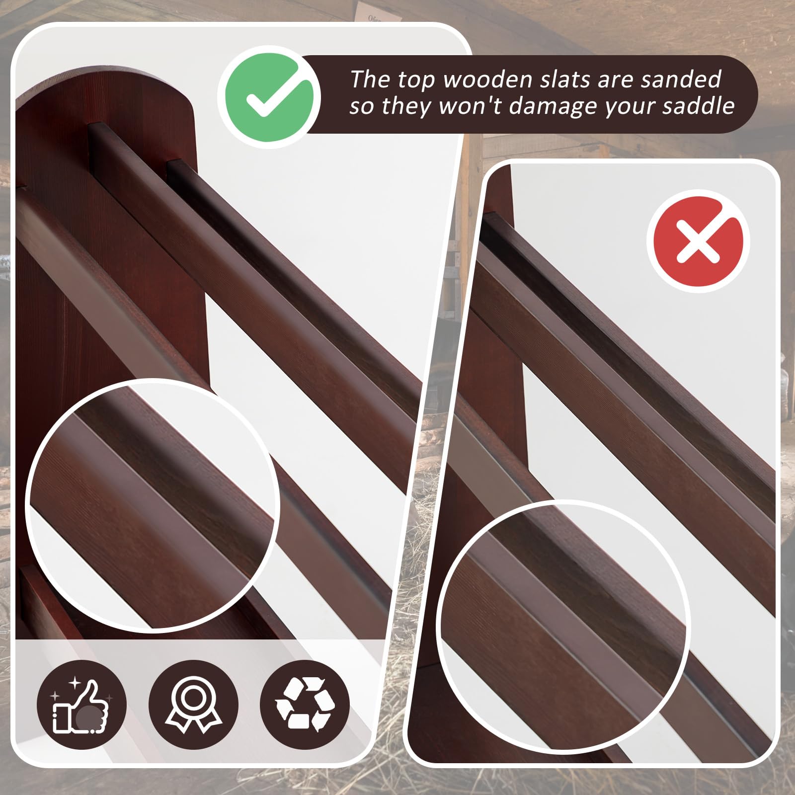 Threehoney Pine Wood Saddle Rack Saddle Stand For English And Western Saddles Horse Tack Organizers Horse Supplies Accessories E