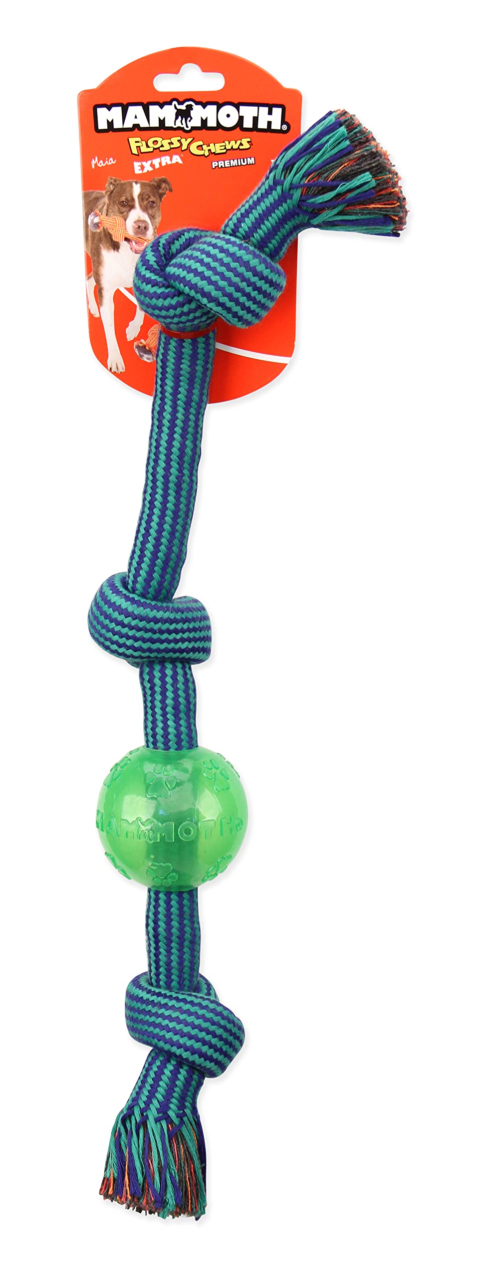 Mammoth Pet Products Large 20' Extra 3 Knot Tug W/Tpr Ball