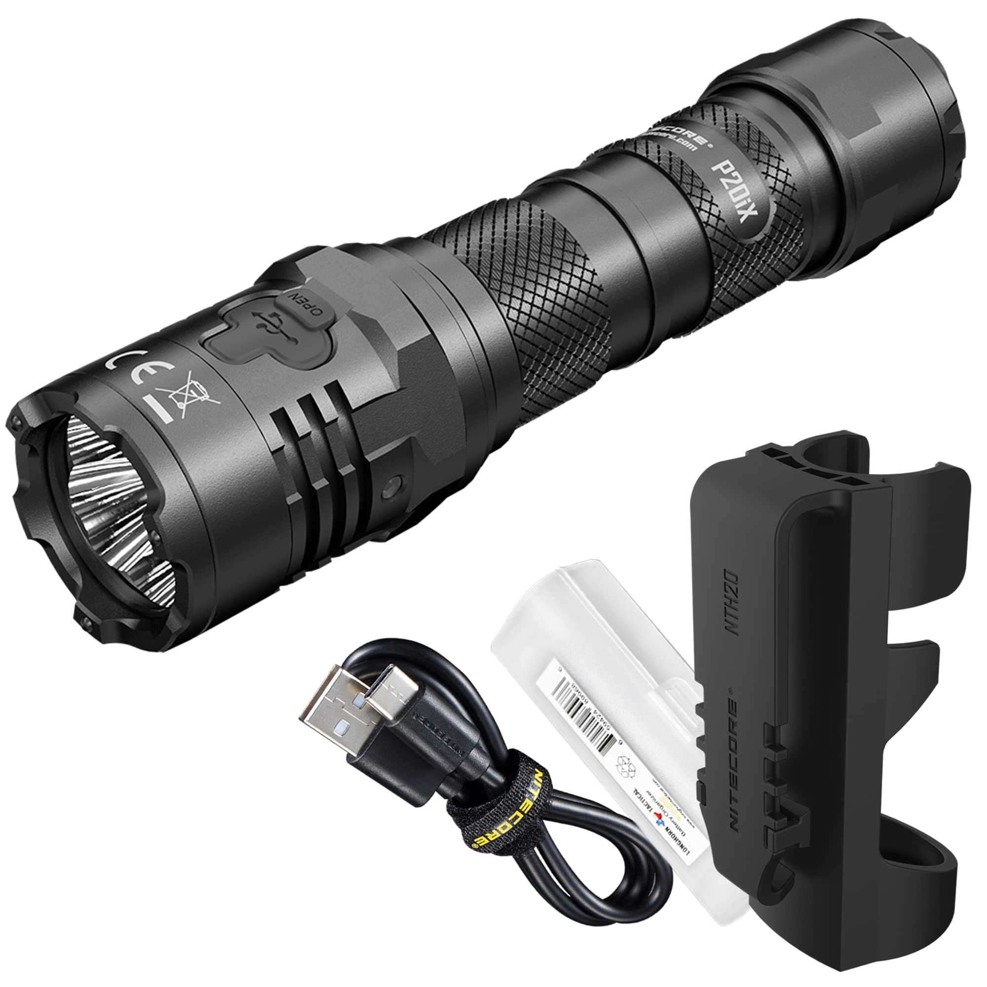 Nitecore P20Ix Tactical Flashlight, 4000 Lumen Usb-C Rechargeable High Lumen Super Bright With Lumentac Organizer