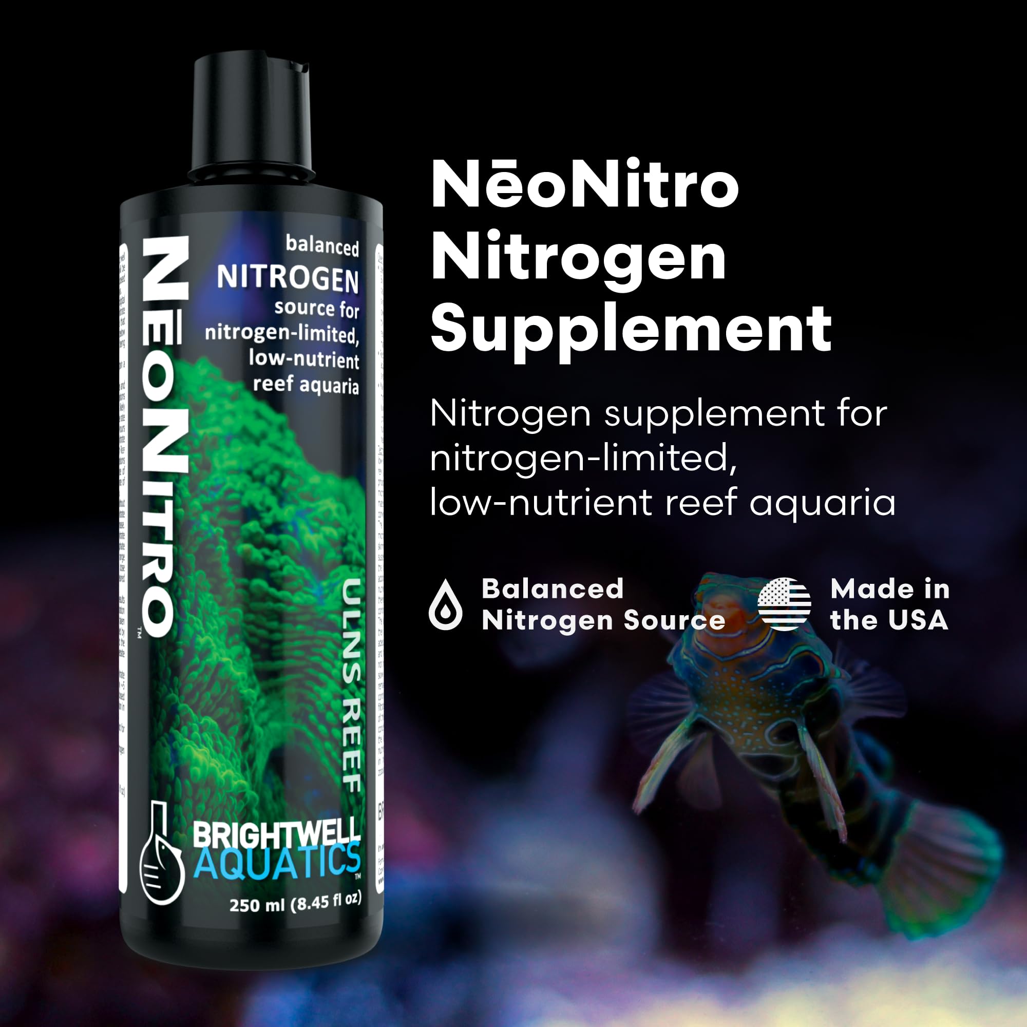 Brightwell Aquatics NeoNitro - Nitrogen Supplement for Low Nutrient Reef Aquariums, 500 ml