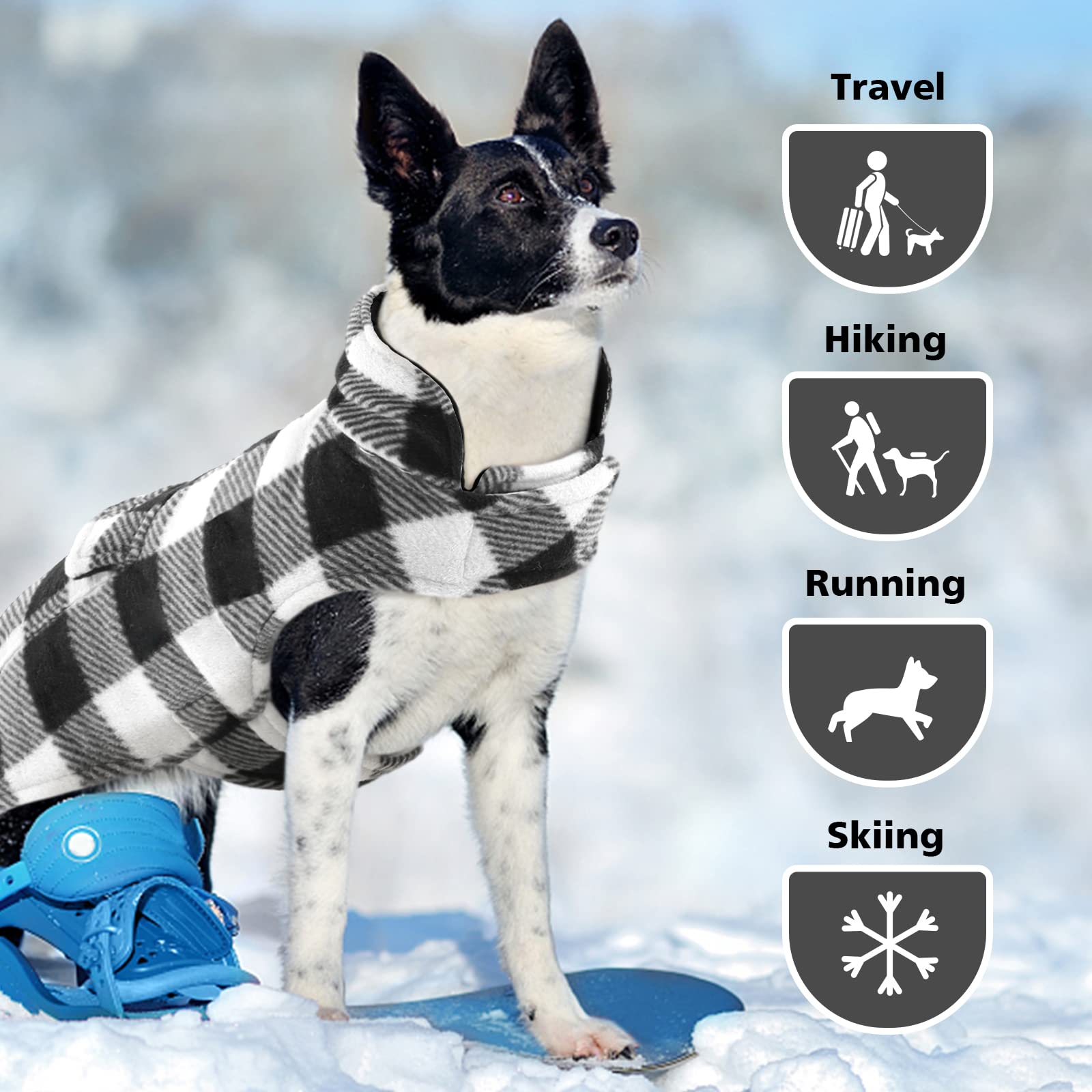 Kuoser Cozy Dog Winter Coat, Windproof Dog Jacket British Style Plaid Cold Weather Dog Coat Reversible Warm Dog Vest For Small Medium Large Dogs White Xs