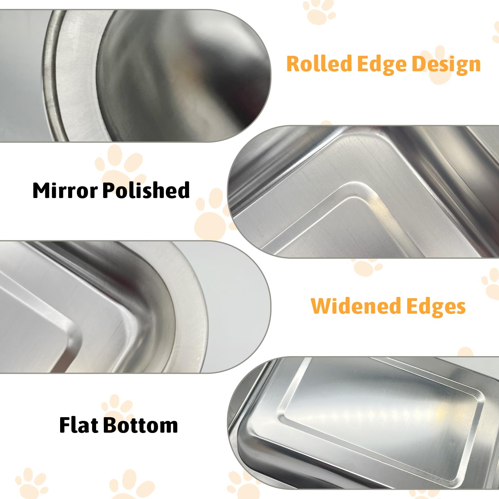 Fhiny 4Pack Stainless Steel Litter Box, Small Size Low Entry Metal Cat Open Litter Pan Potty Training Toilet Odor Control Easy T