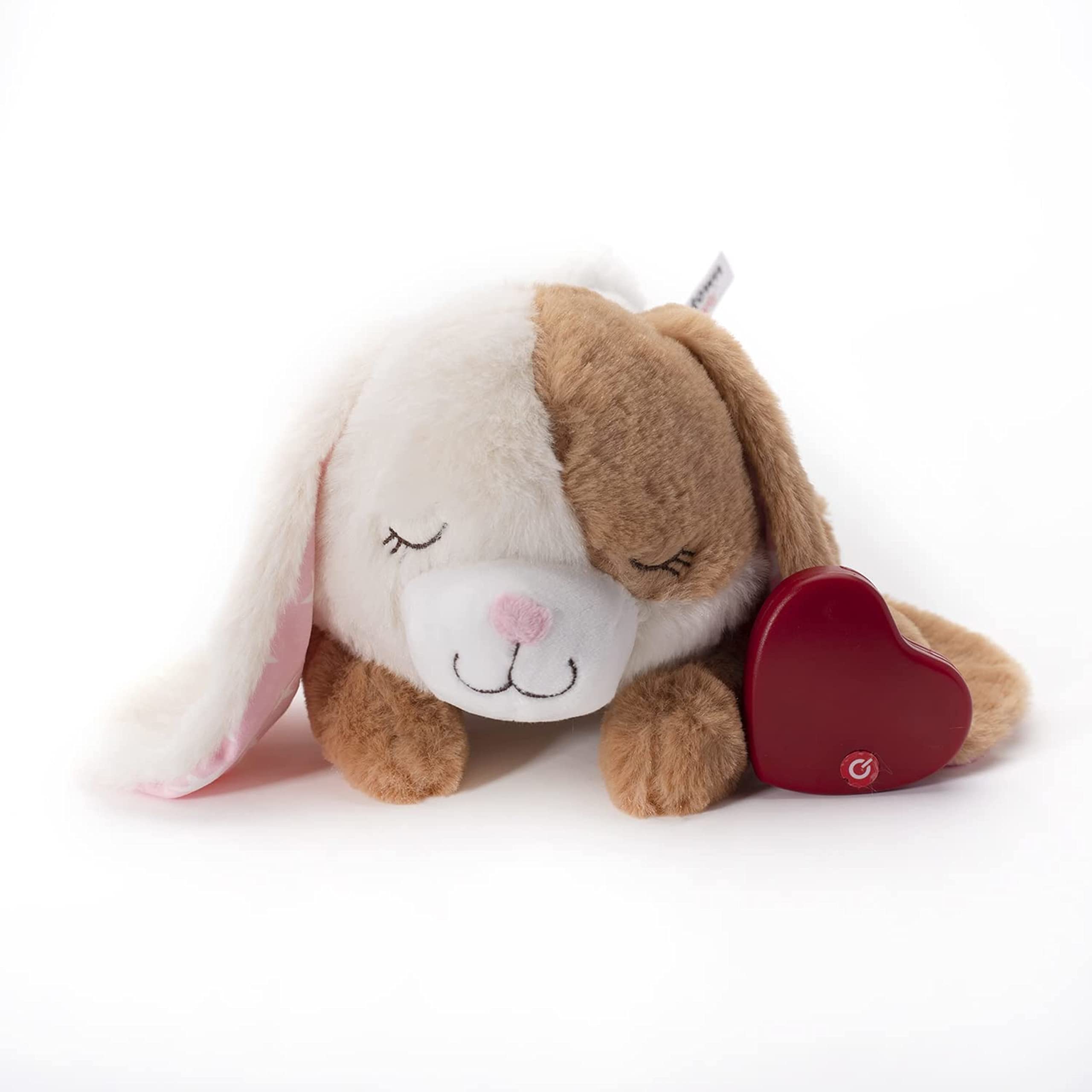 Downtown Pet Supply Heartbeat Puppy Toy with Pulse - Stuffed Rabbit Comfort Toy for Anxious Dogs with Removable Heartbeat - Pupp