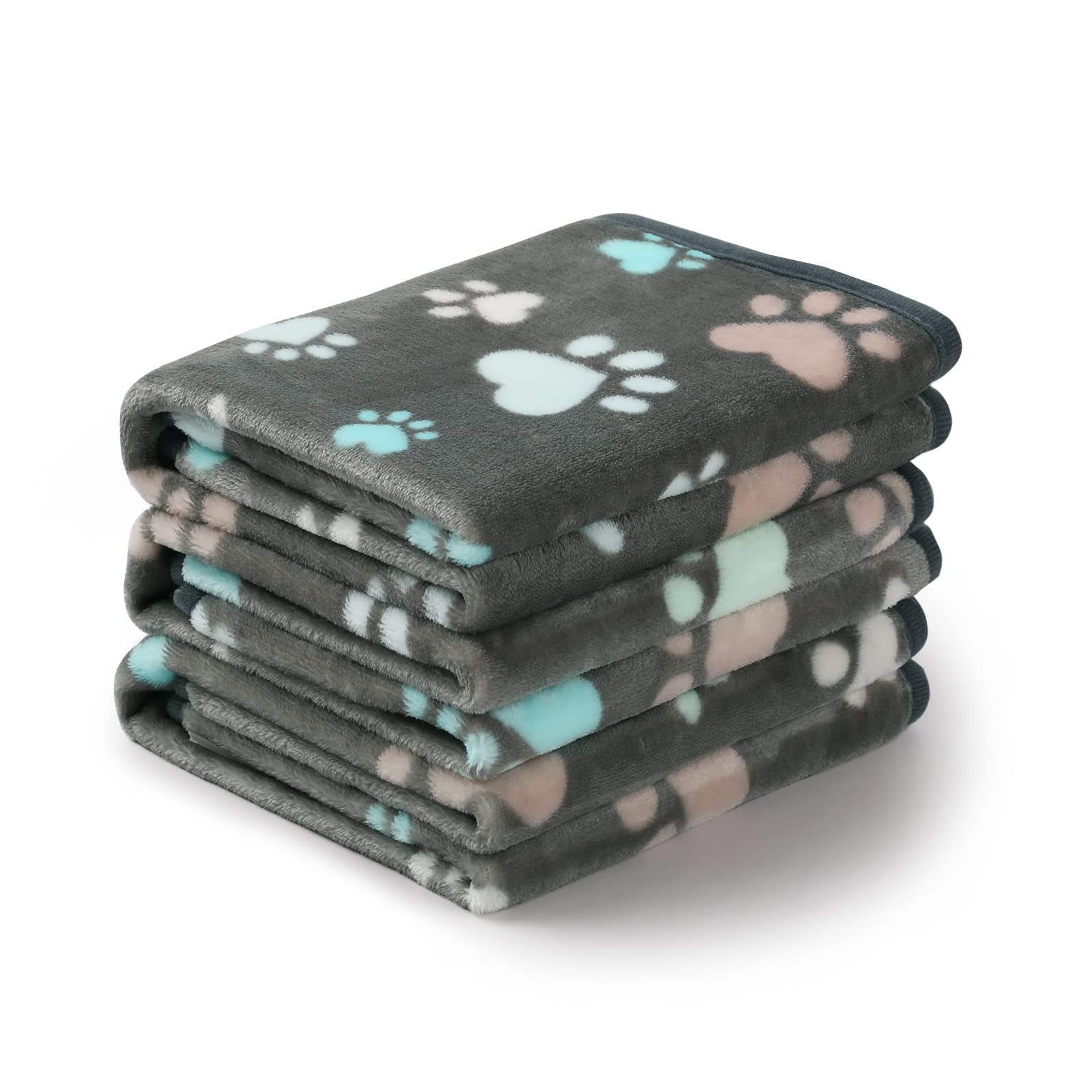 Luciphia 1 Pack 3 Blankets Fluffy Premium Fleece Pet Blanket Flannel Paw Printed Throw For Dog Cat(Medium 30X20'', Grey)