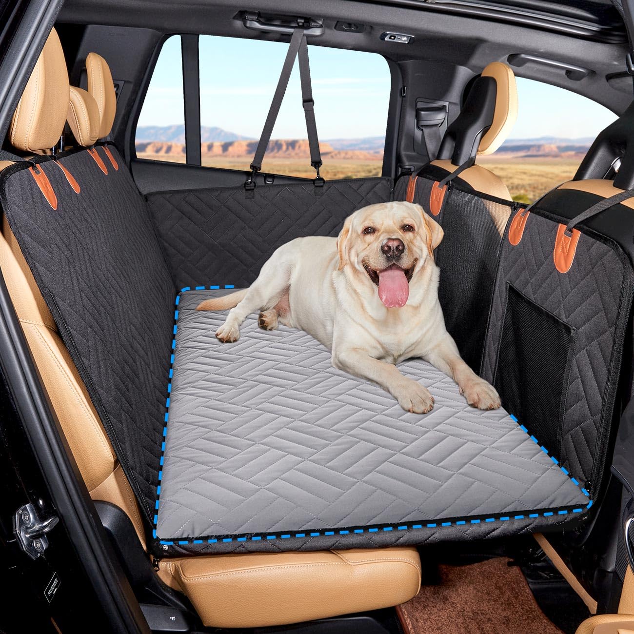 Veitail Dog Mat For Back Seat Extender For Dogs,Dog Bed For Car,Pet Cover For Hammock For Car,Hard Bottom Car Seat Cover For Dog