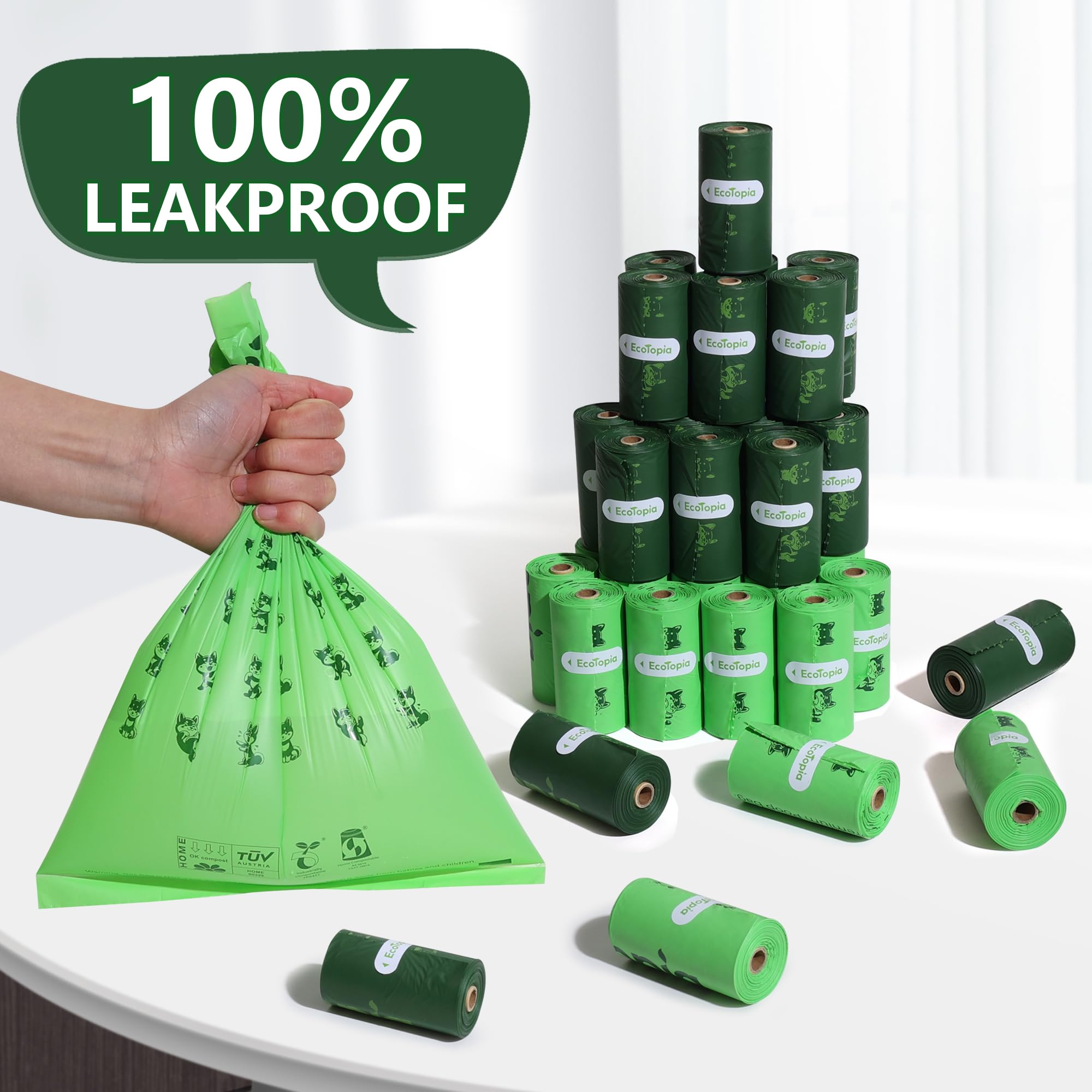 Extra 20% Thicker Dog Poop Bags,100% Certified Biodegradable Poop Bags for Dogs,Compostable Dog Waste Bags,Leakproof Pet Trash B